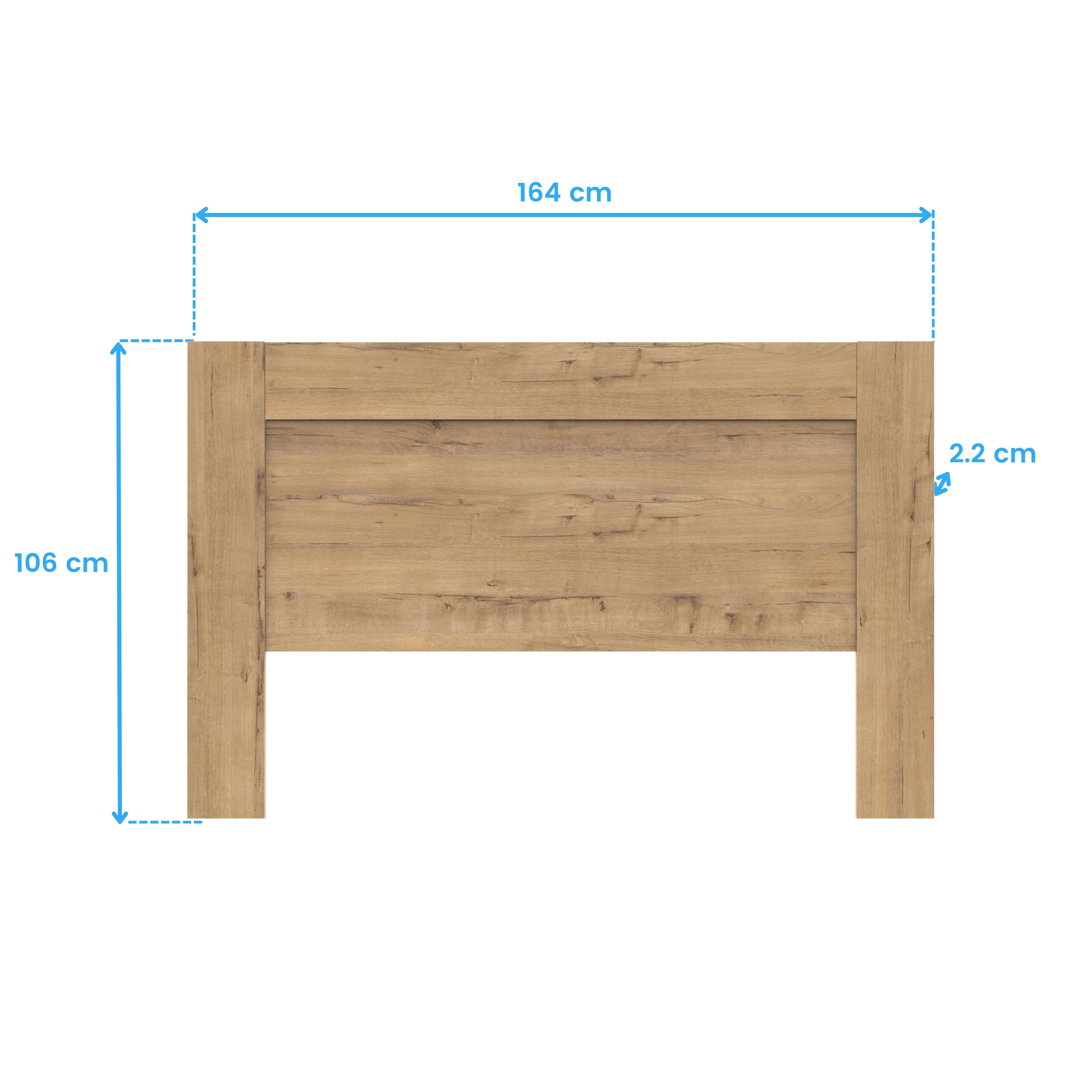 Un cabecero de madera de 164 cm de ancho y 106 cm de alto.