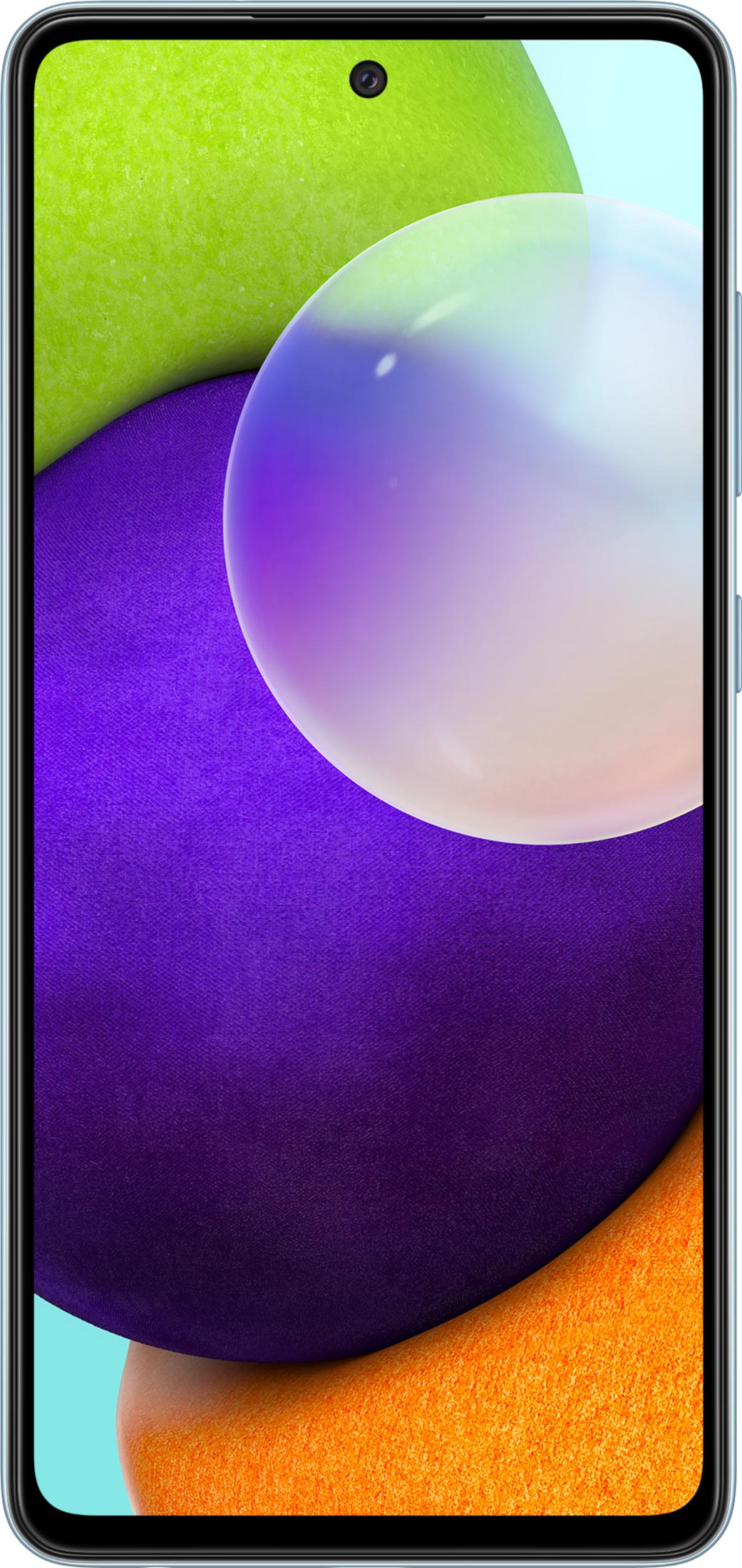 Un smartphone affichant un fond d'écran coloré avec une grande sphère.
