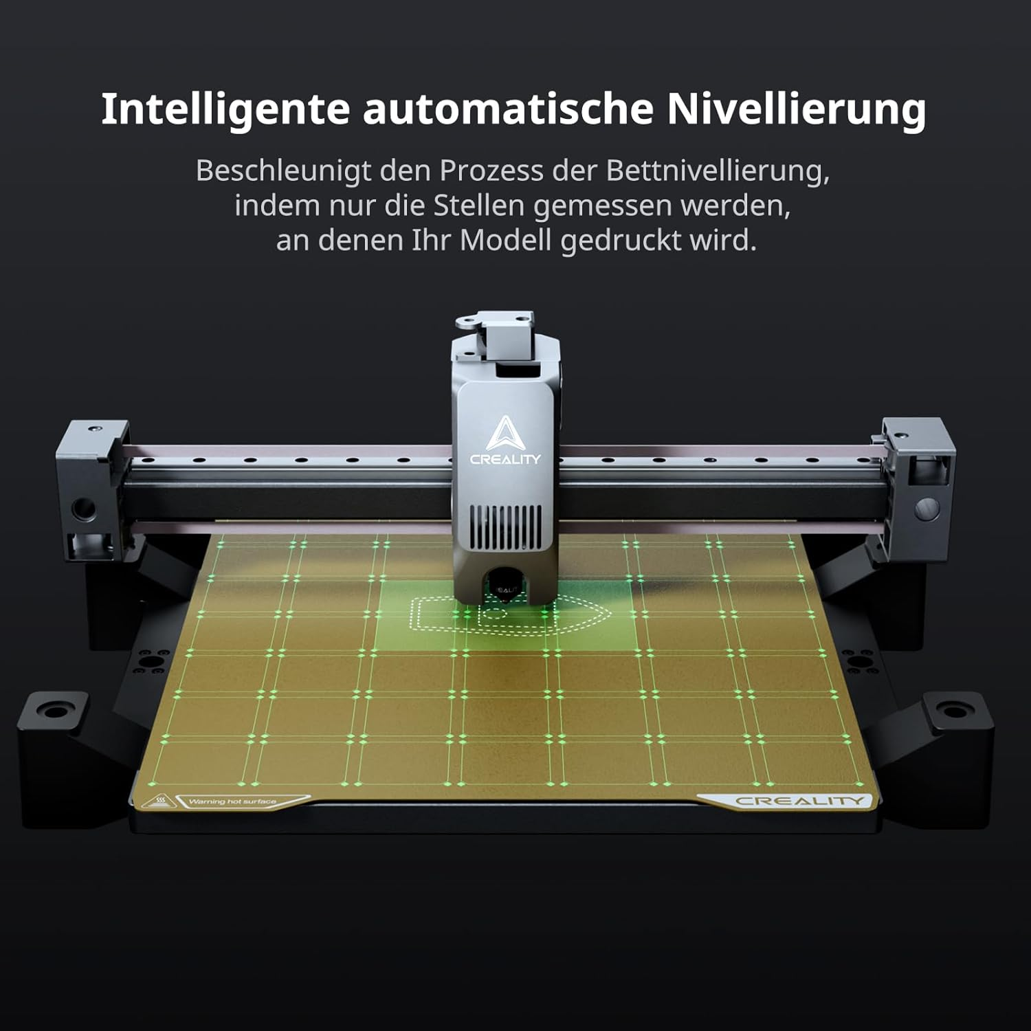 Una impresora 3D con nivelación automática de cama y cama de impresión brillante.