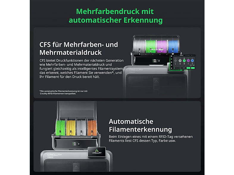 Creality K2 Pro Combo 3D-Drucker, Mehrfarbendruck mit 2 CFS, 600 mm/s, automatische Nivellierung, aktive Kammerheizung, Direktantrieb-Extruder, großes Bauvolumen von 300 × 300 × 300 mm