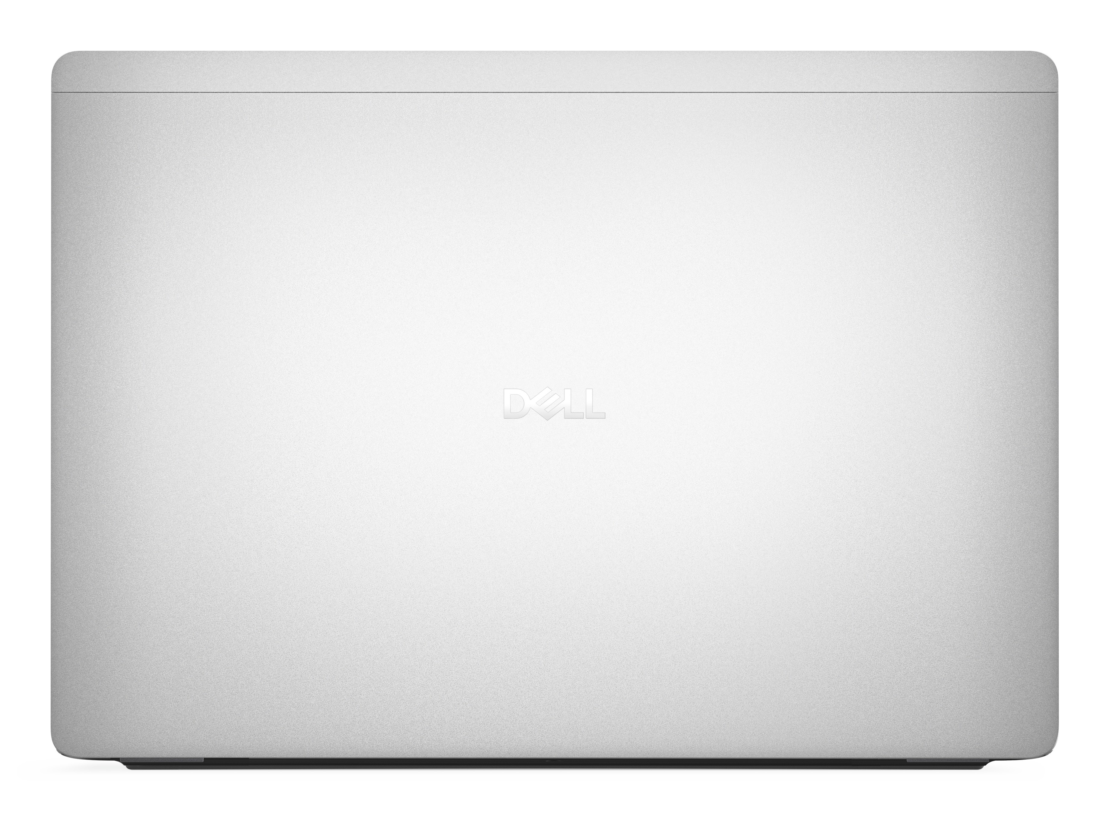 Laptop argentato chiuso con logo Dell sulla superficie superiore.
