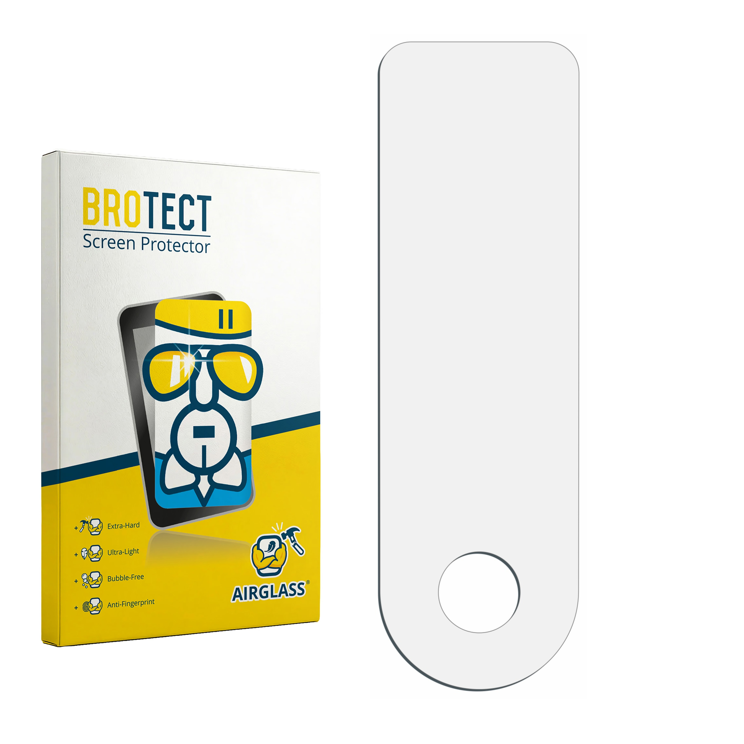 BROTECT Screen Protector Box und eine klare Displayschutzfolie mit Loch.