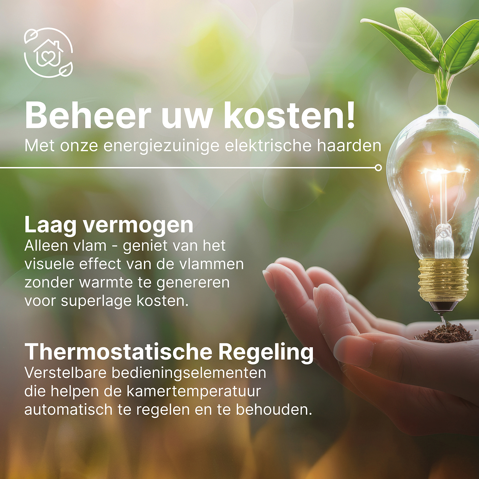 Hands holding a lightbulb with a growing plant. Text about managing costs.