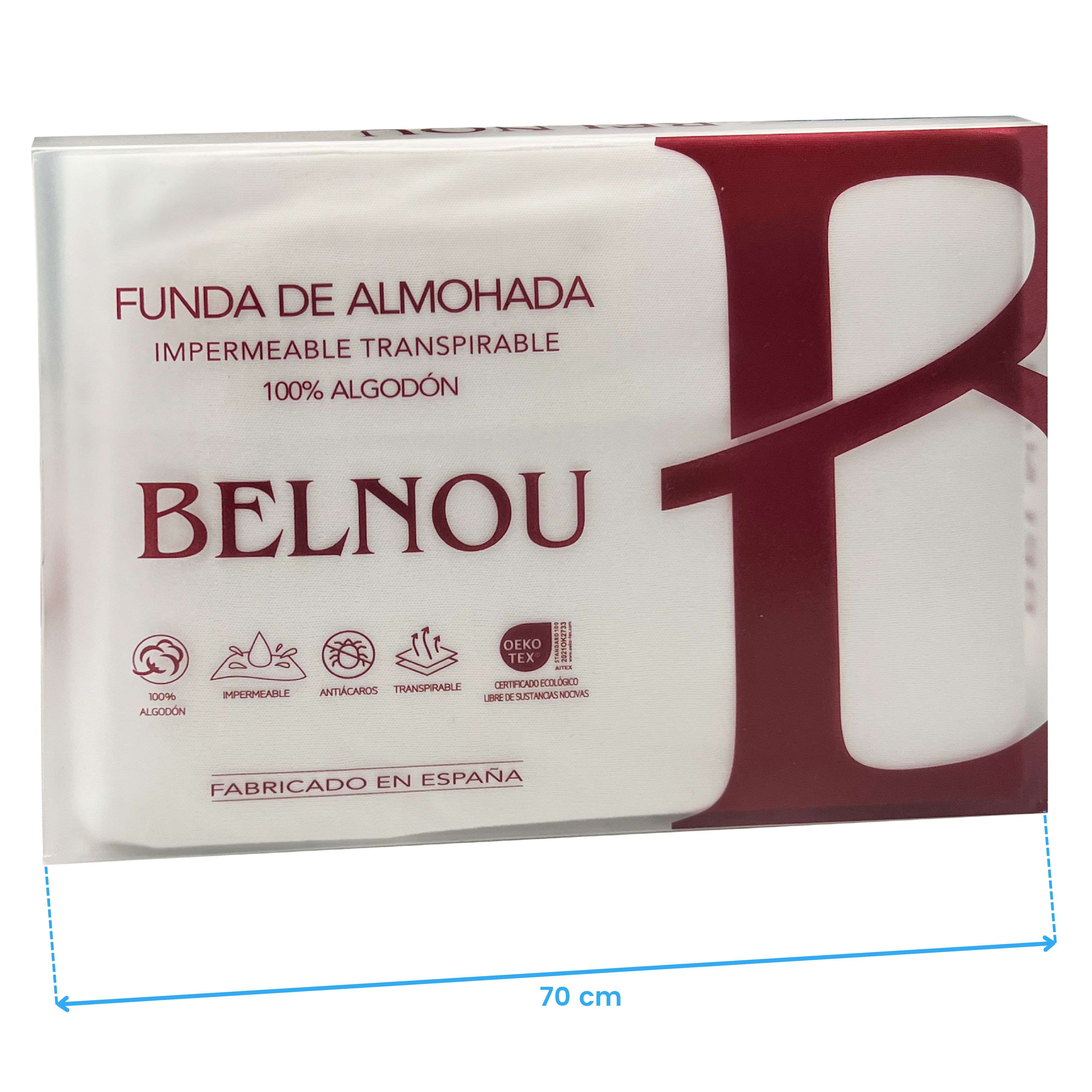 Embalaje de funda de almohada 100% algodón, impermeable, 70 cm.