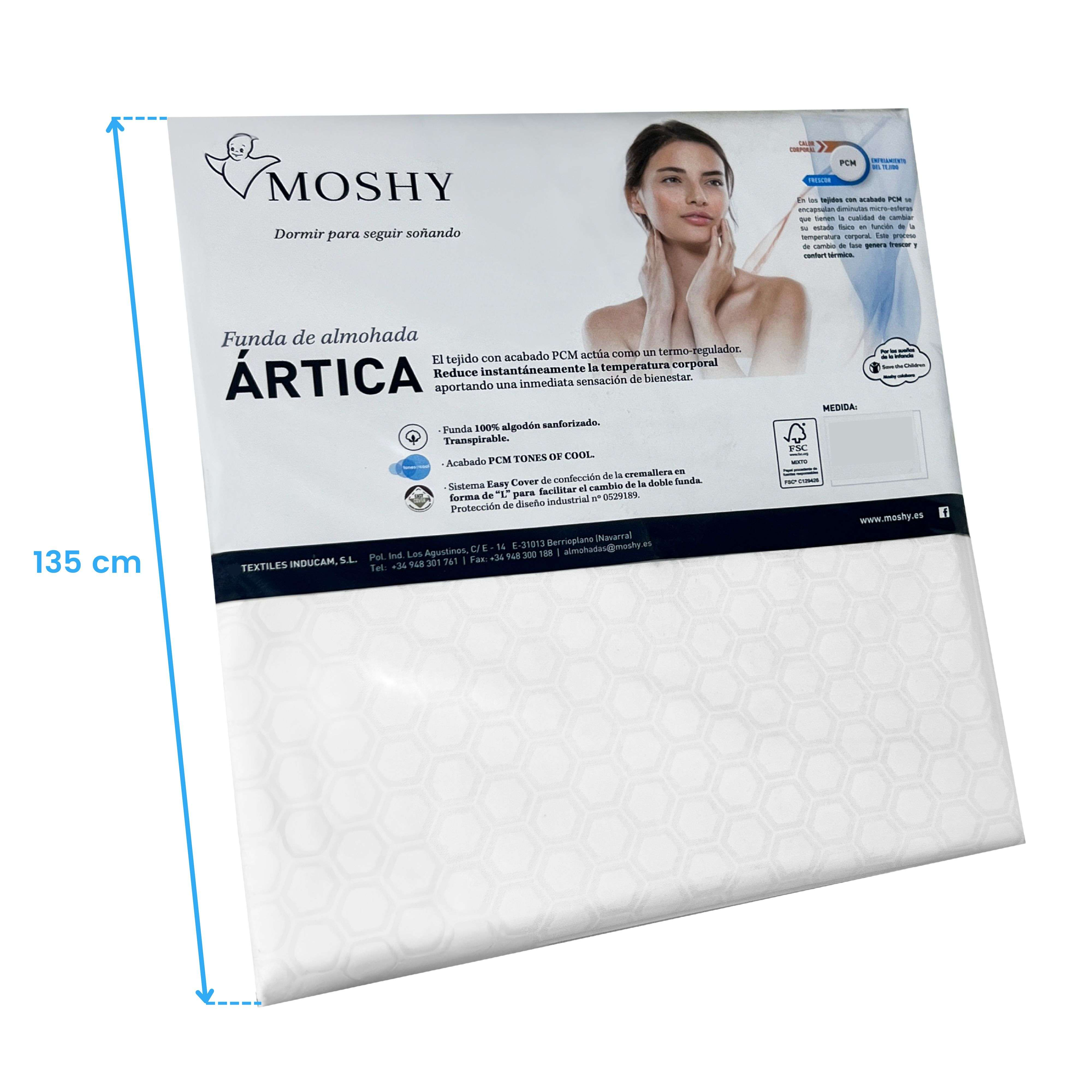Embalaje de funda de almohada MOSHY ÁRTICA. Tamaño: 135 cm.