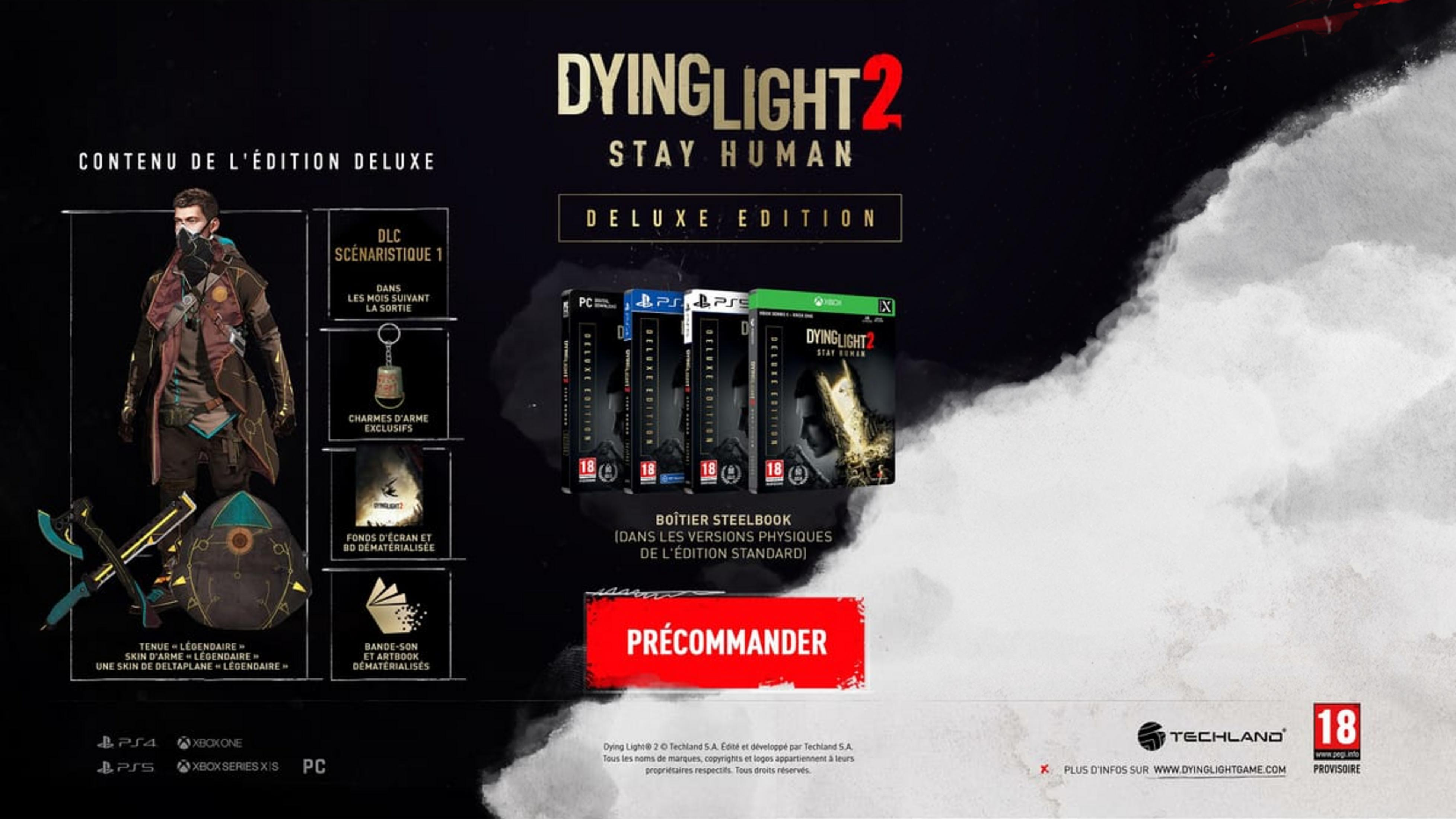 Dying Light 2 Edycja Deluxe: Zawartość gry, steelbook, breloczki, skórki, ścieżka dźwiękowa.