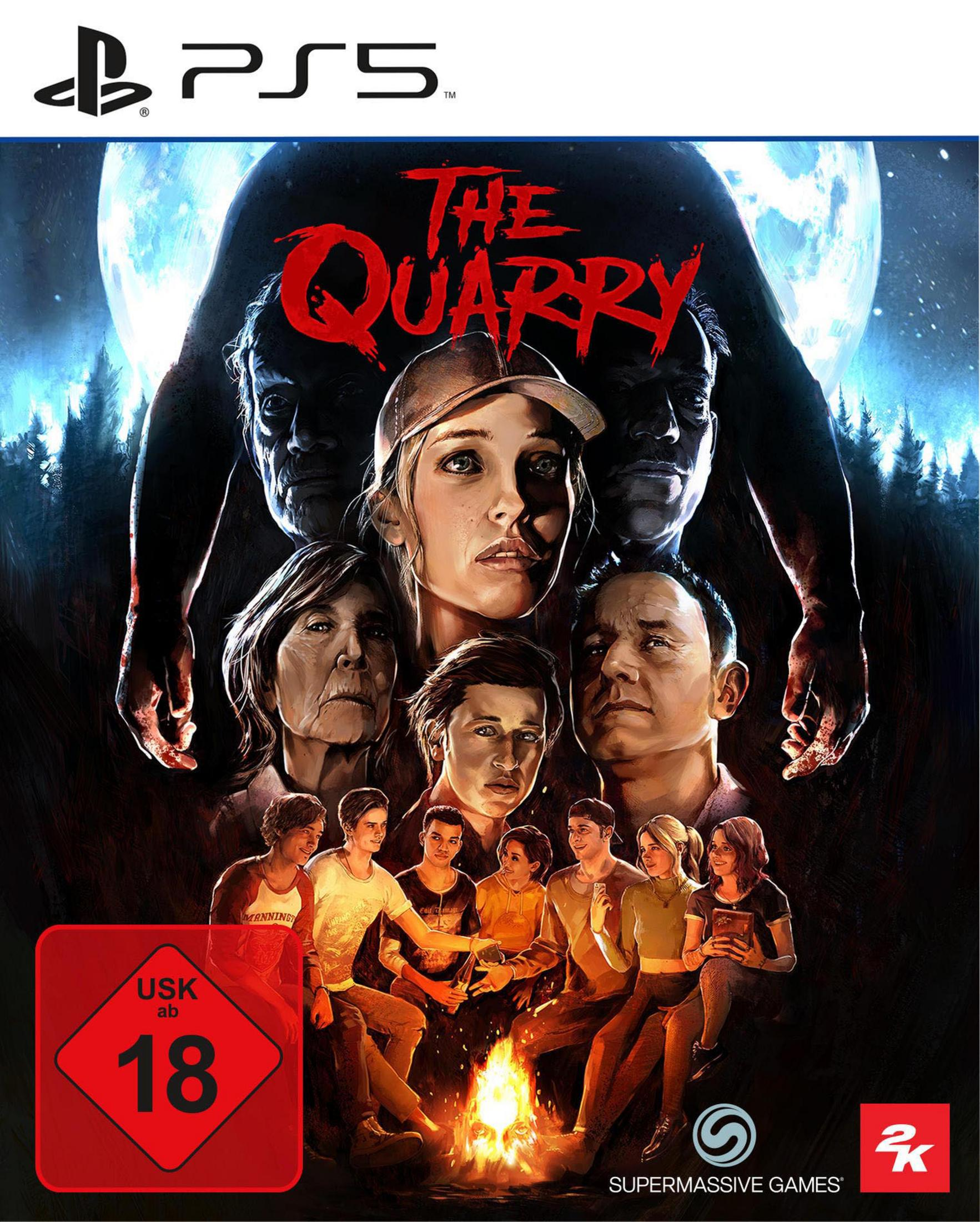 Copertina gioco PS5: Diverse persone sedute al falò sotto la luna piena. USK 18.