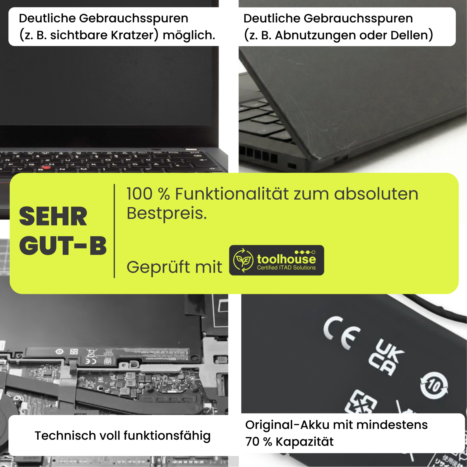 Laptop mit Kratzern, 100% funktionsfähig, geprüft.