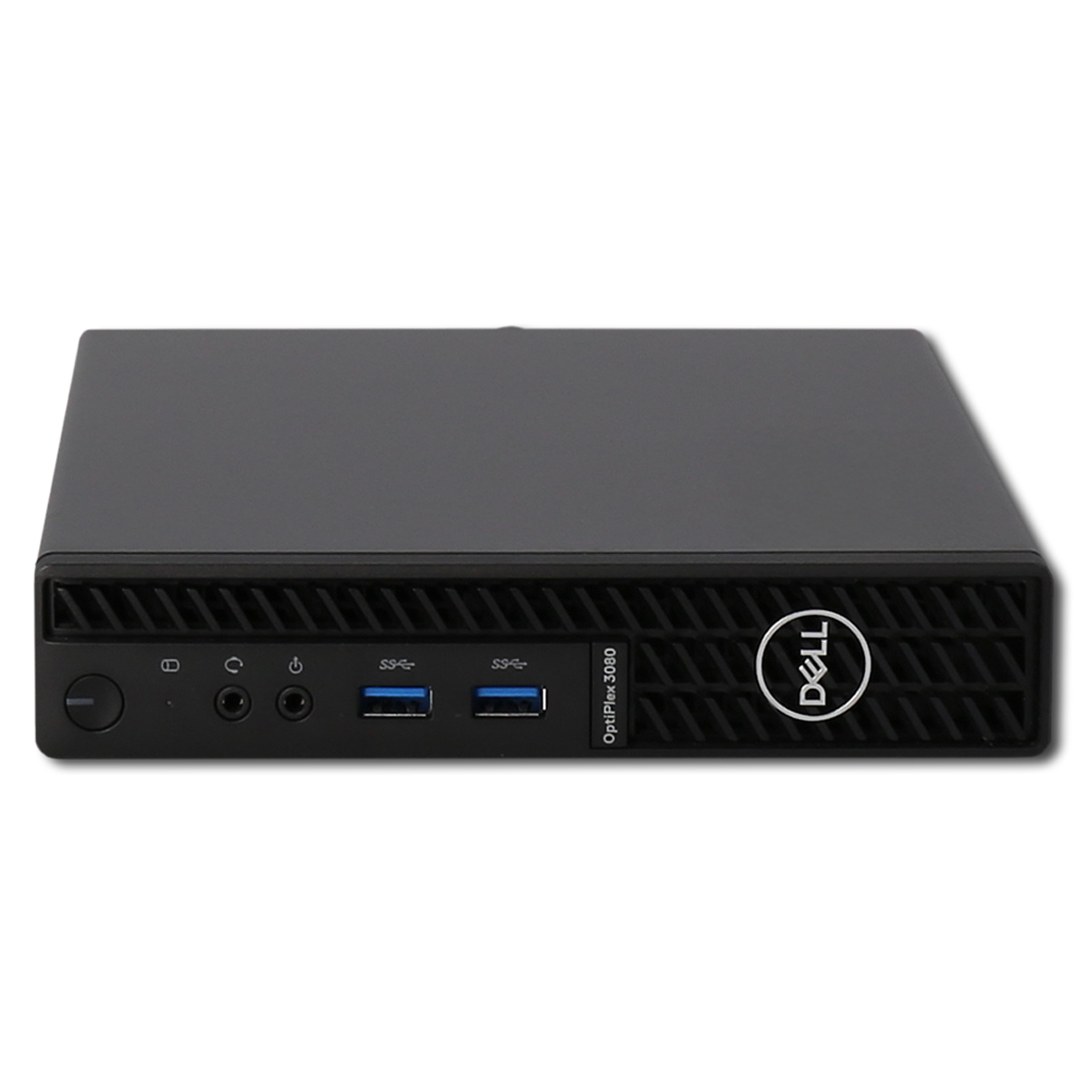 Mini PC Dell OptiPlex 3080 nero con porte frontali e logo Dell.