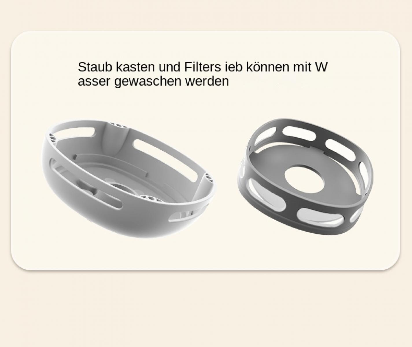 Zwei runde weiße und graue Kunststoffteile mit Schlitzen.