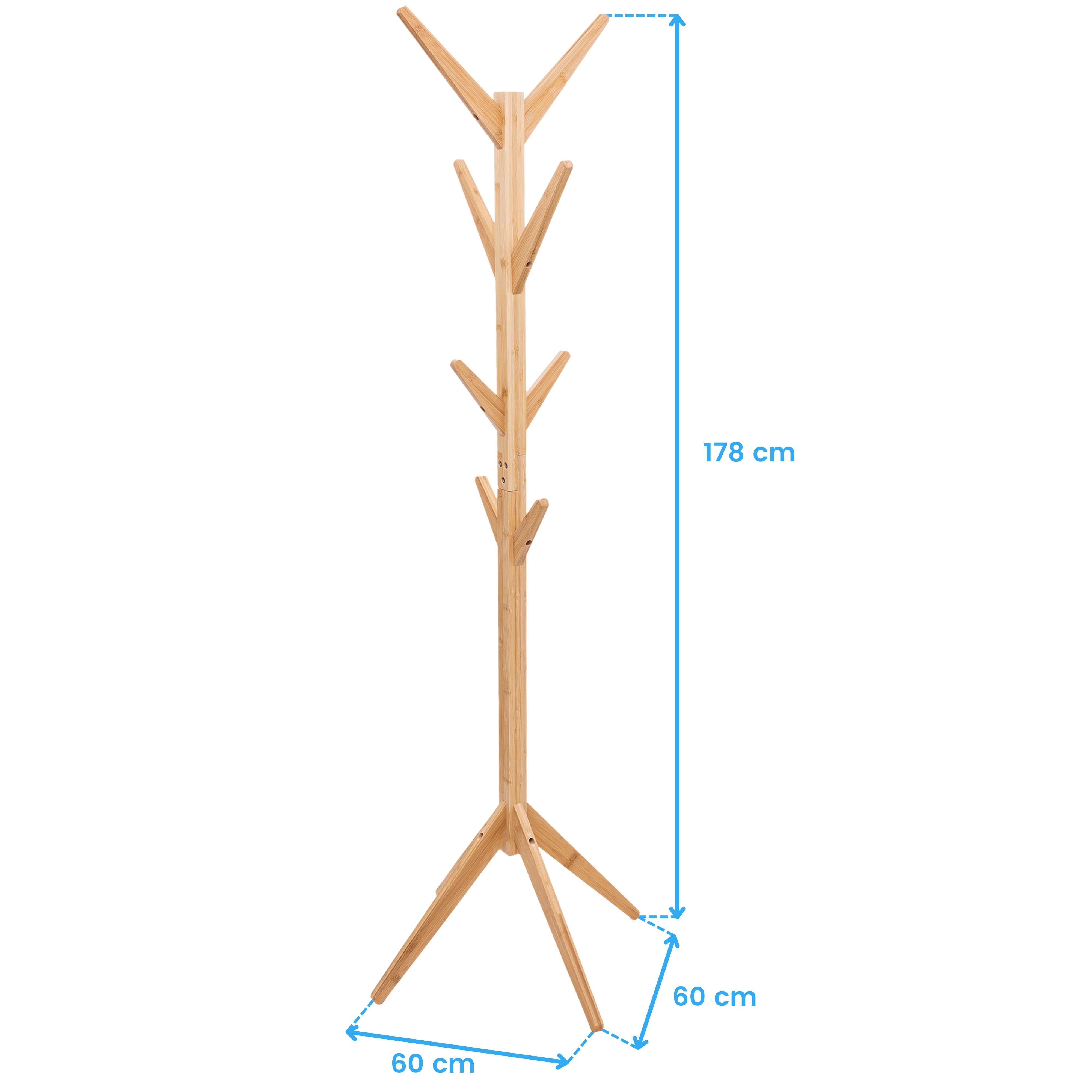 Un perchero de madera con varias ramas, de 178 cm de altura.