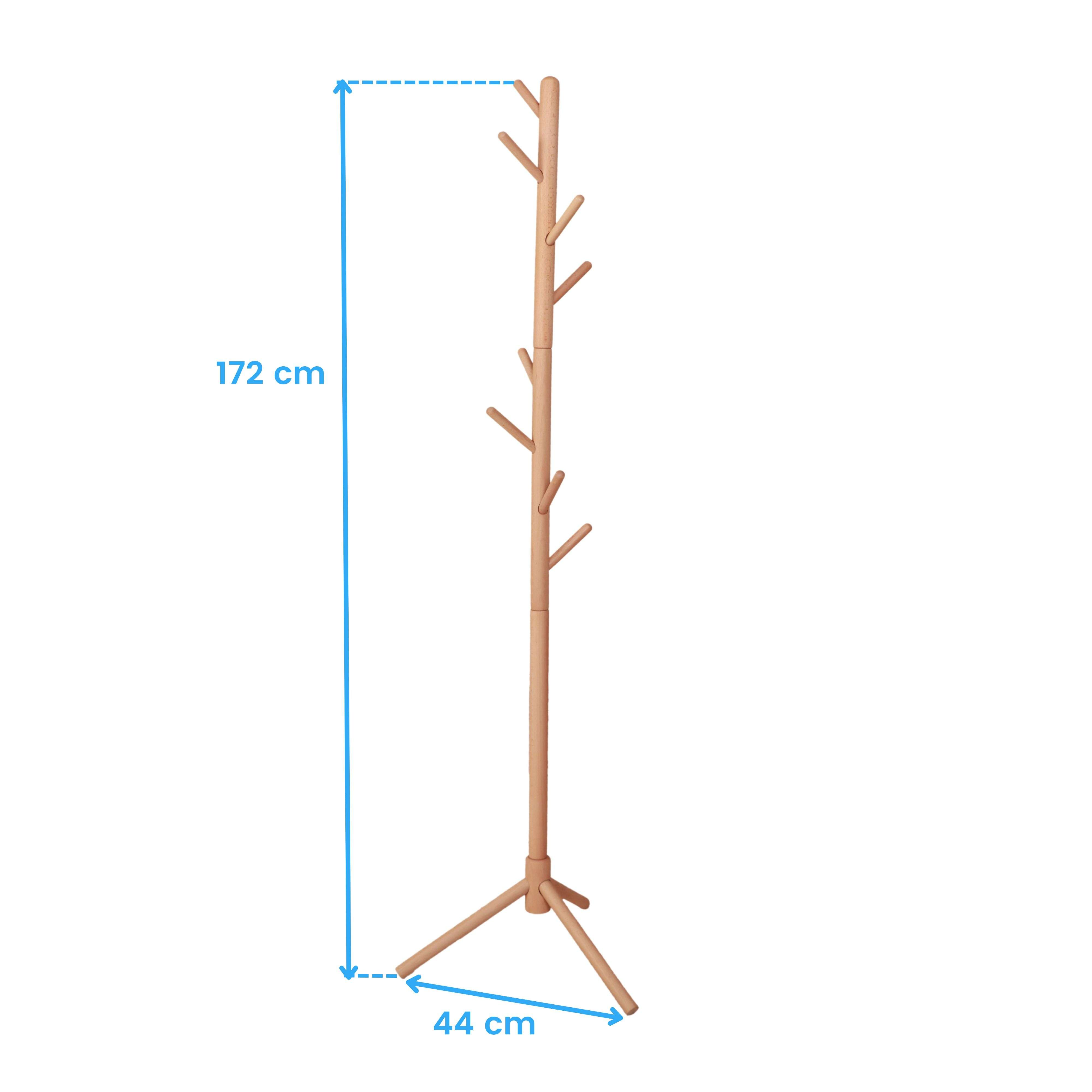 Perchero de madera con ramas, 172 cm de alto, 44 cm de ancho.