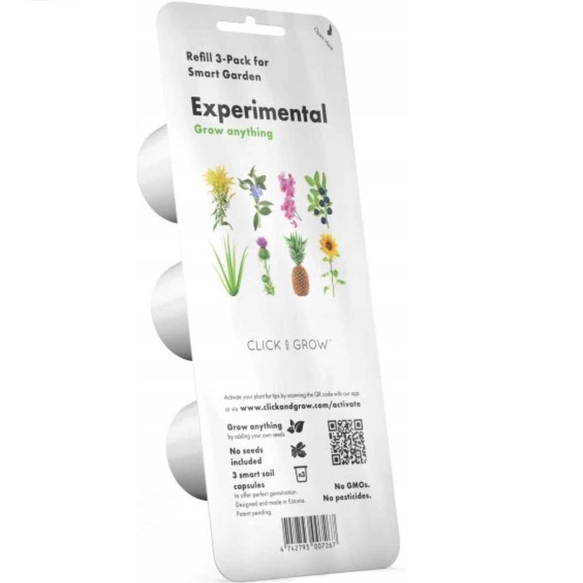 Recharge 3 unités pour Smart Garden, Expérimental, avec illustrations de plantes.