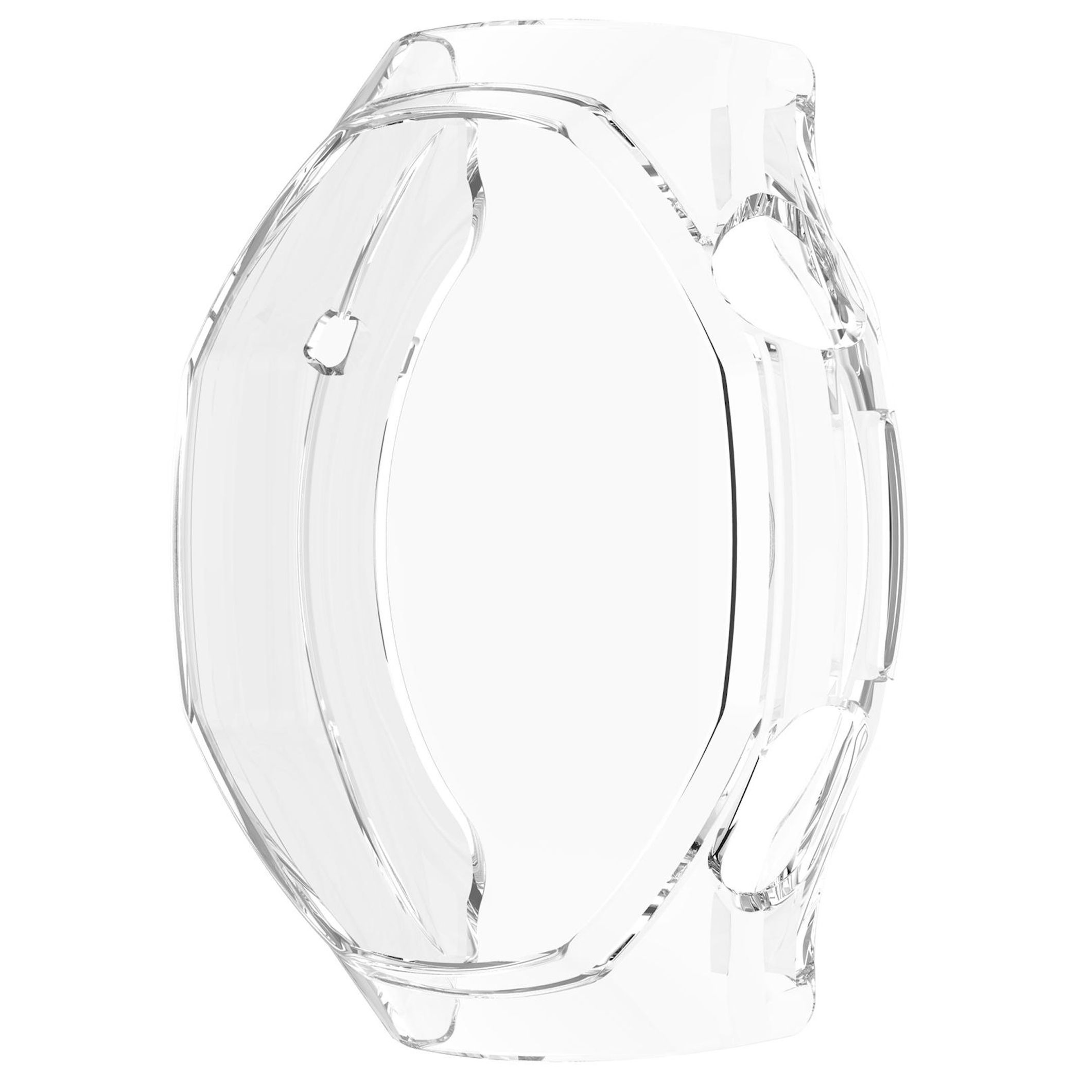 Transparente Schutzhülle für ein Wearable mit Aussparungen.