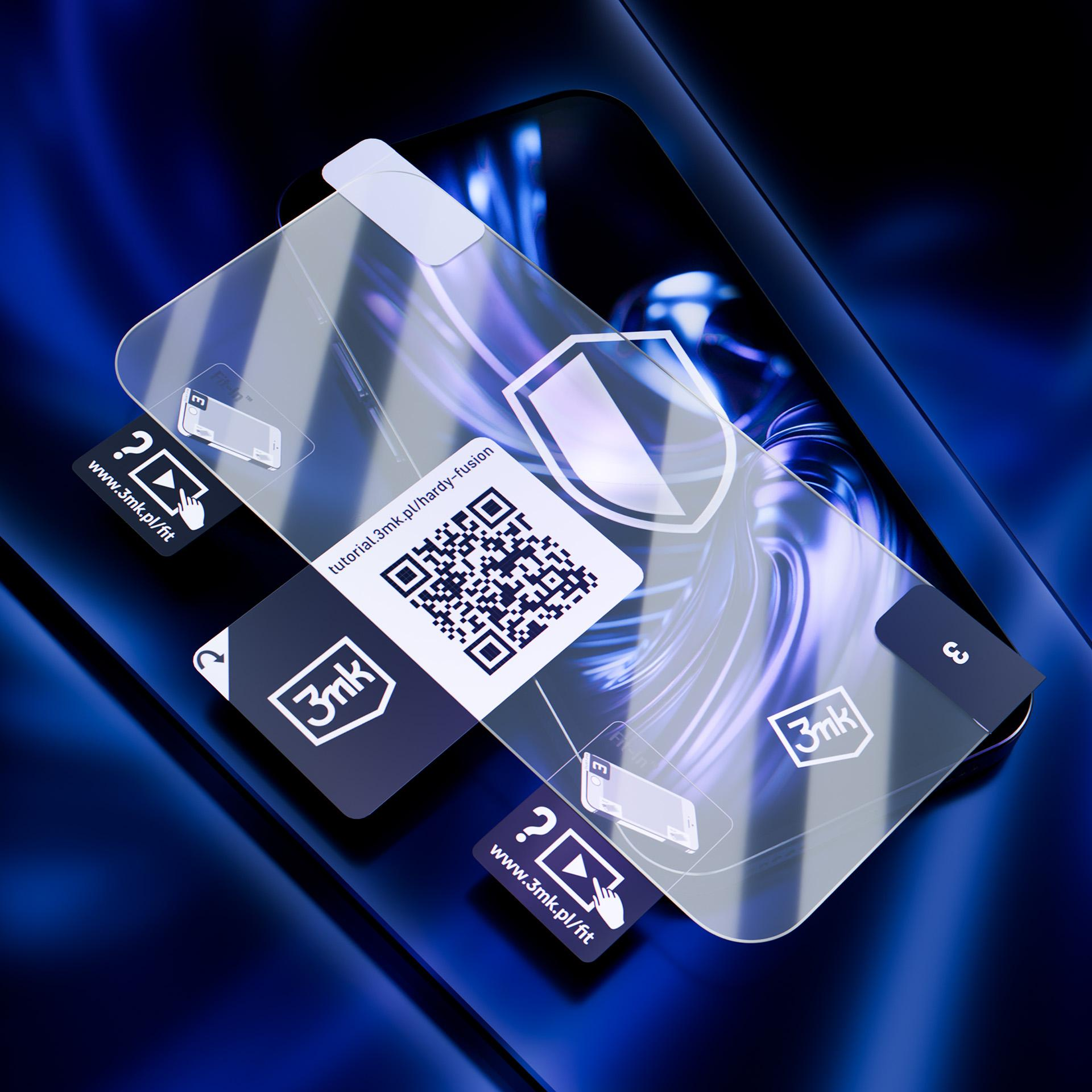 Folia ochronna na ekran smartfona z kodem QR i instrukcją.