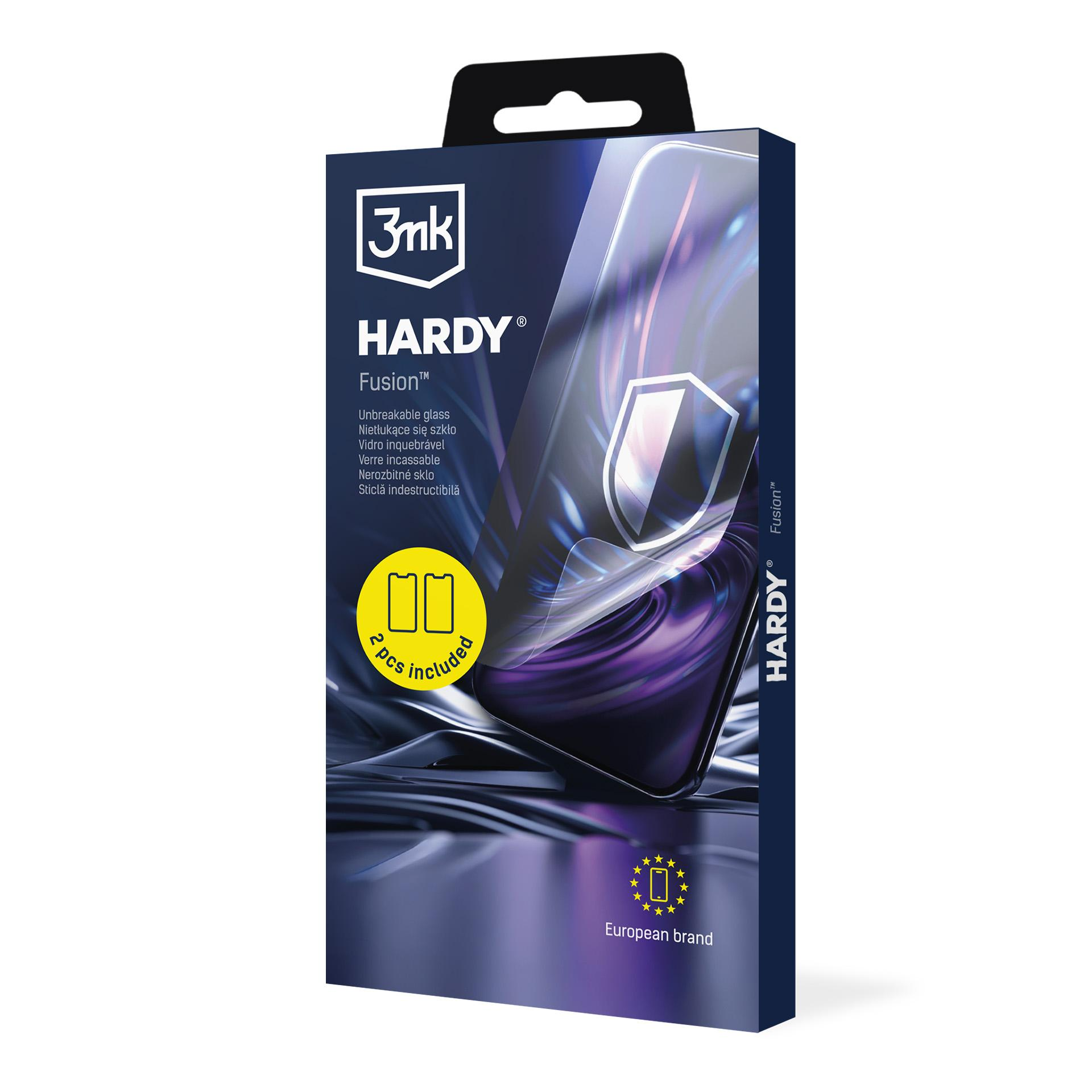 Opakowanie "HARDY Fusion™" folii ochronnych na ekran z logo "3nk" i napisem "2 szt. w zestawie".