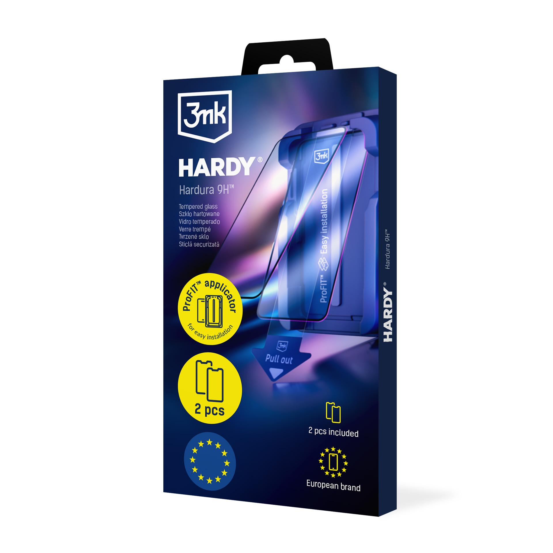 Opakowanie folii ochronnych 3mk HARDY Hardura 9H™, 2 sztuki.