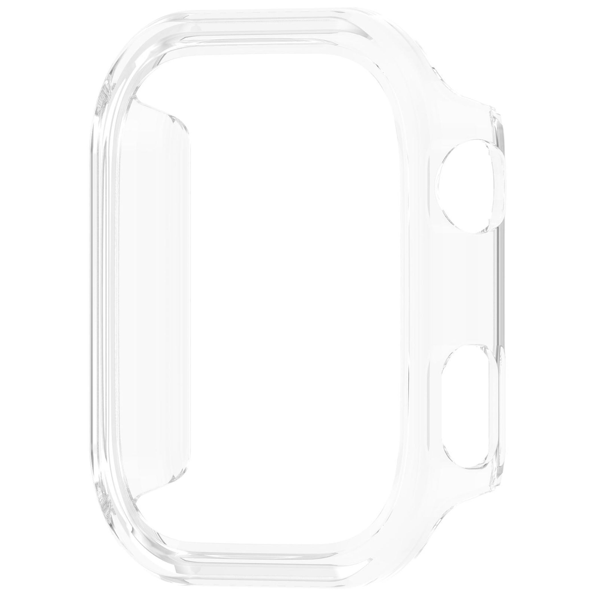 Klarer Schutzrahmen für eine Smartwatch, weißer Hintergrund.