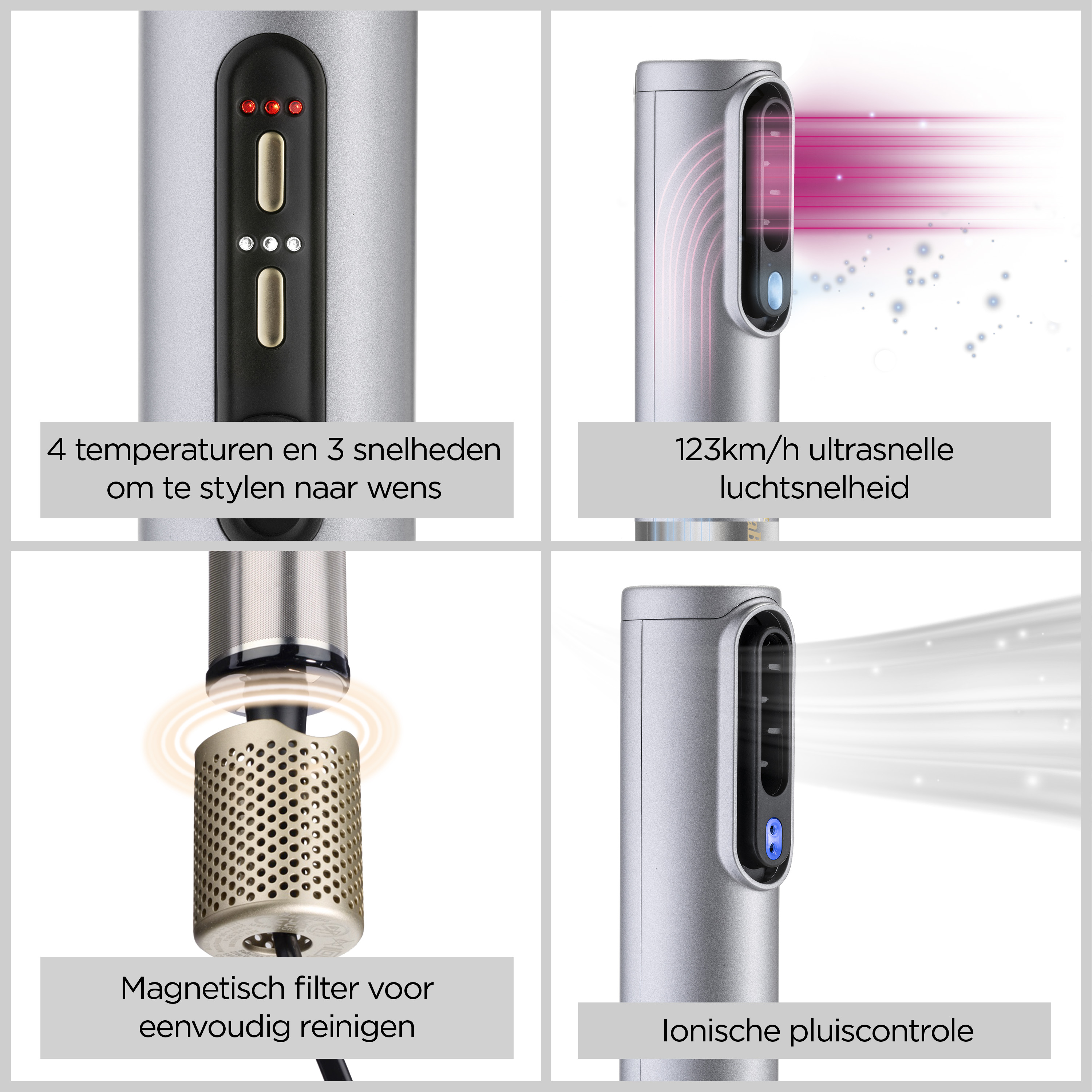 Cztery temperatury i trzy prędkości do stylizacji według potrzeb.