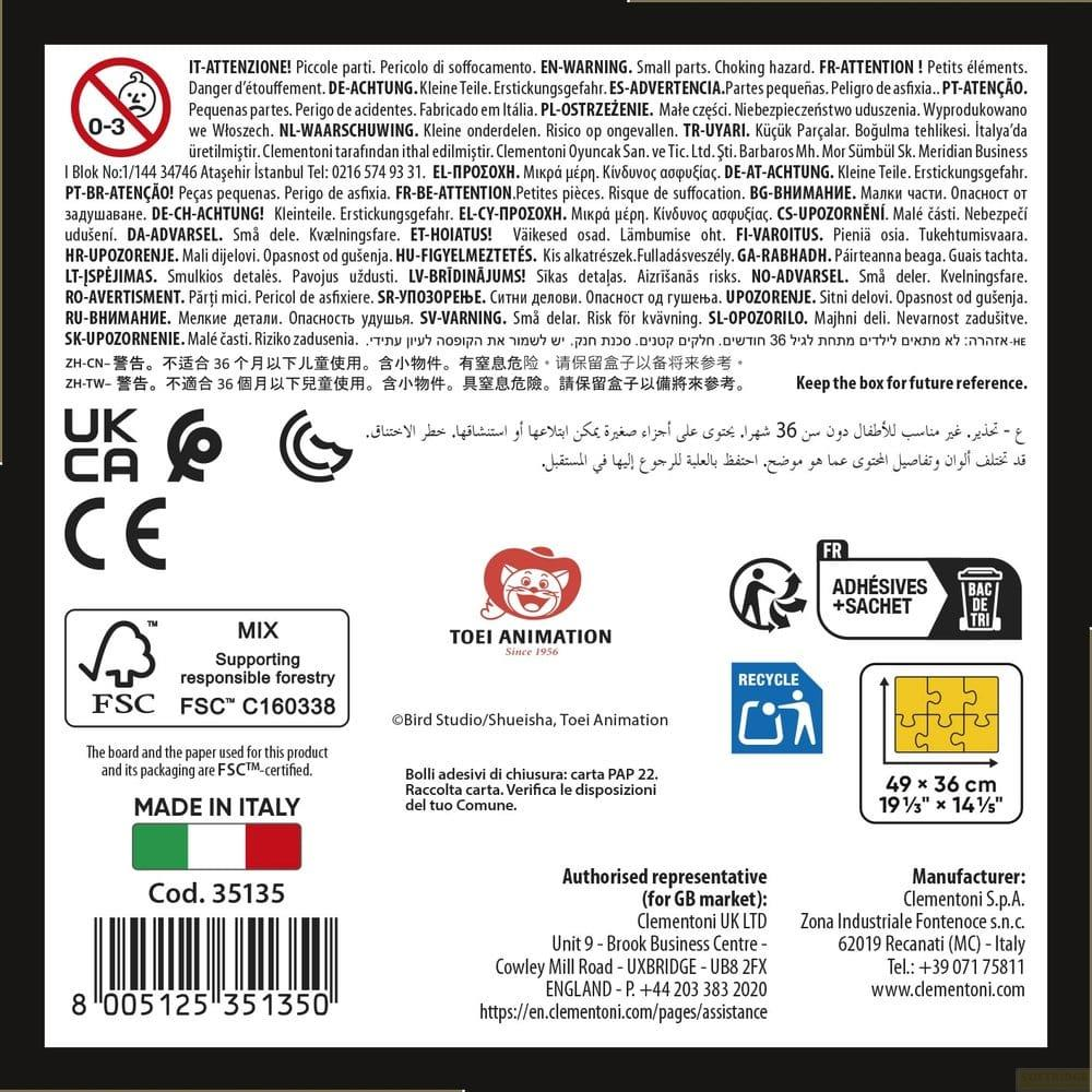 Szczegóły opakowania z ostrzeżeniami i informacjami producenta.