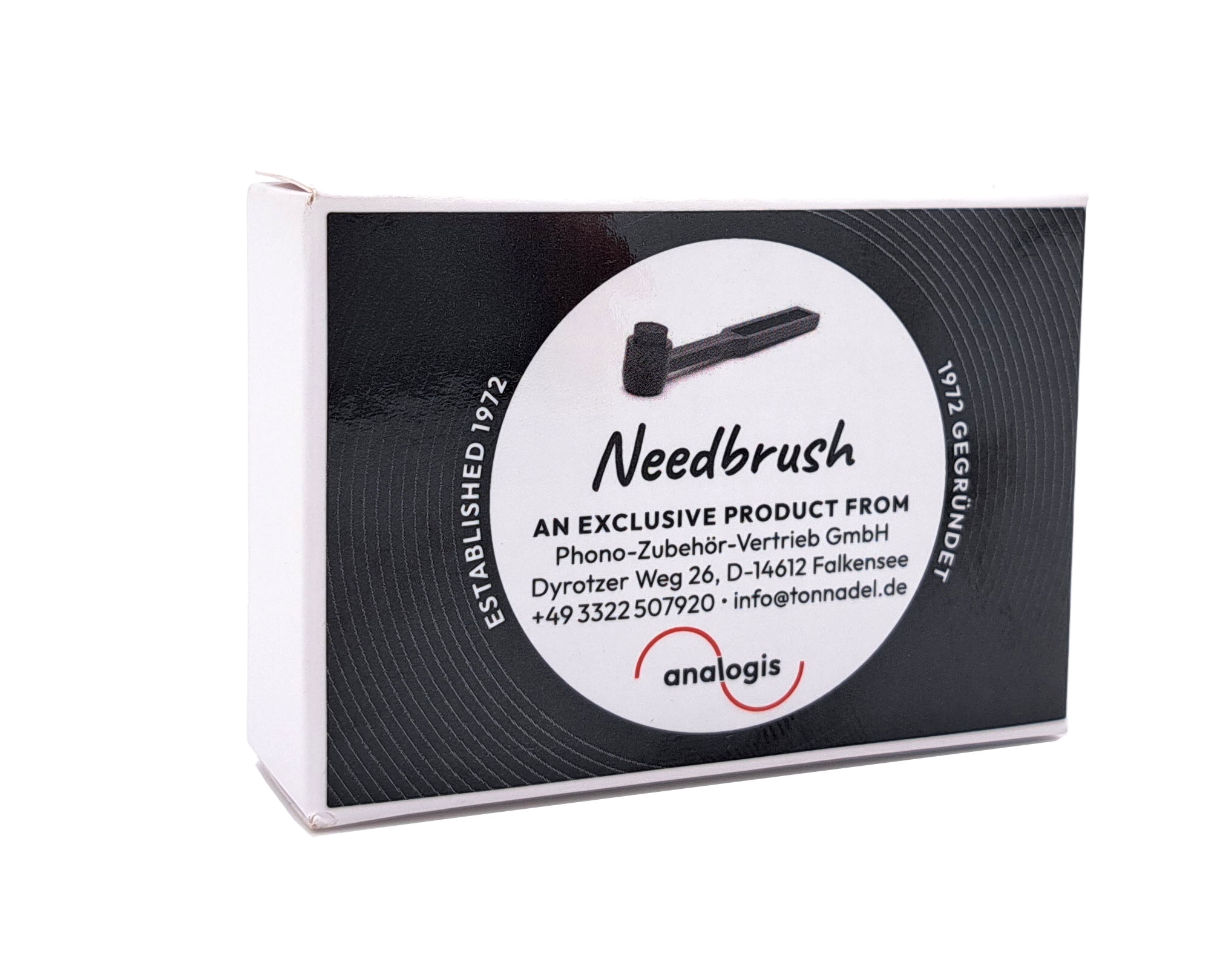 Verpackung mit Nadelbürste, Text: Needbrush, Analogis, gegründet 1972.