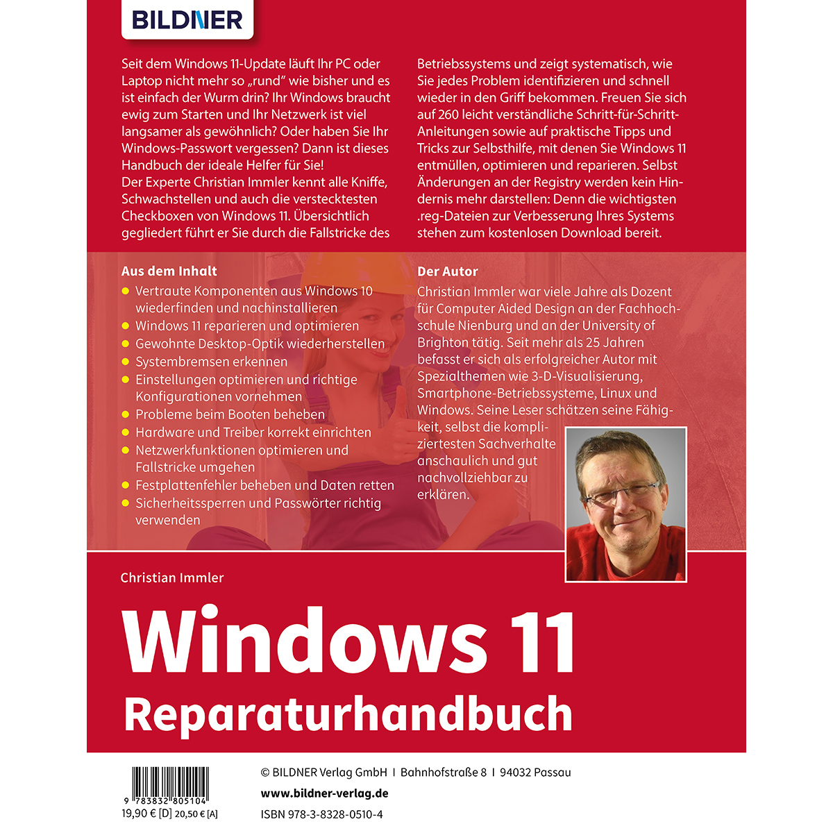 Buchcover: Windows 11 Reparaturhandbuch mit Porträt des Autors Christian Immler.