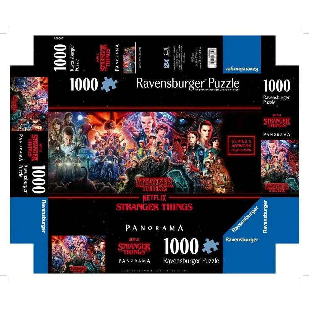 Ravensburger-Puzzle-Schachtel mit Stranger Things-Motiv, 1000 Teile, Panorama.