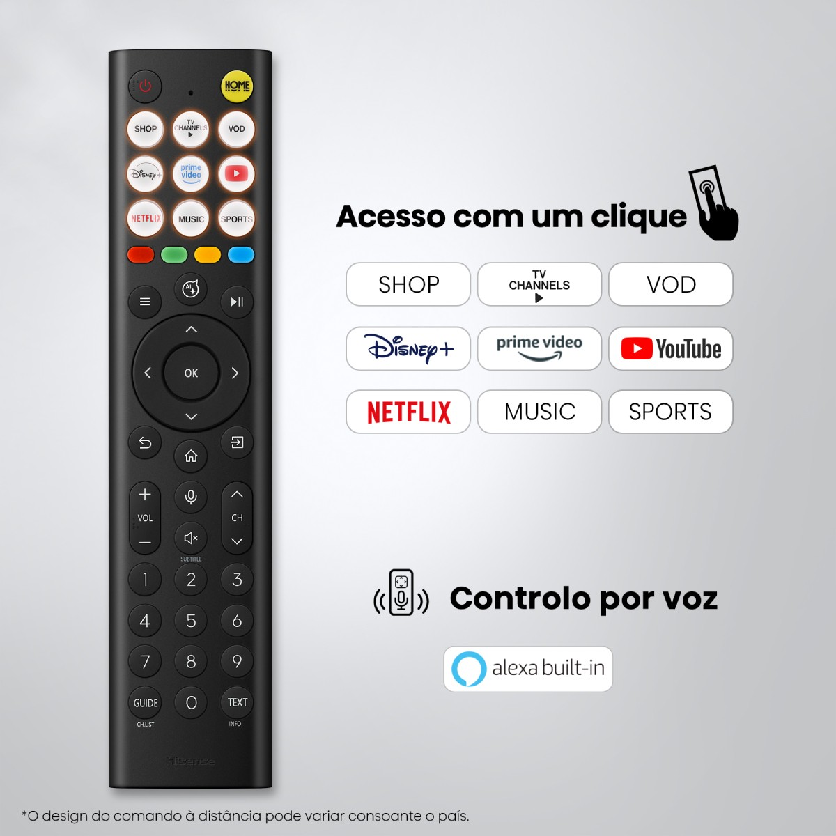 Télécommande noire avec boutons pour des applications comme Netflix, Disney+, Prime Video, YouTube et plus.