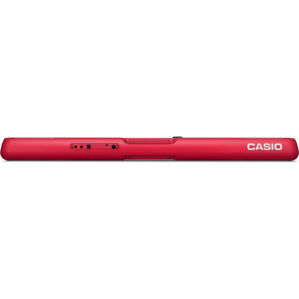 Czerwona klawiatura Casio z portami i logo.