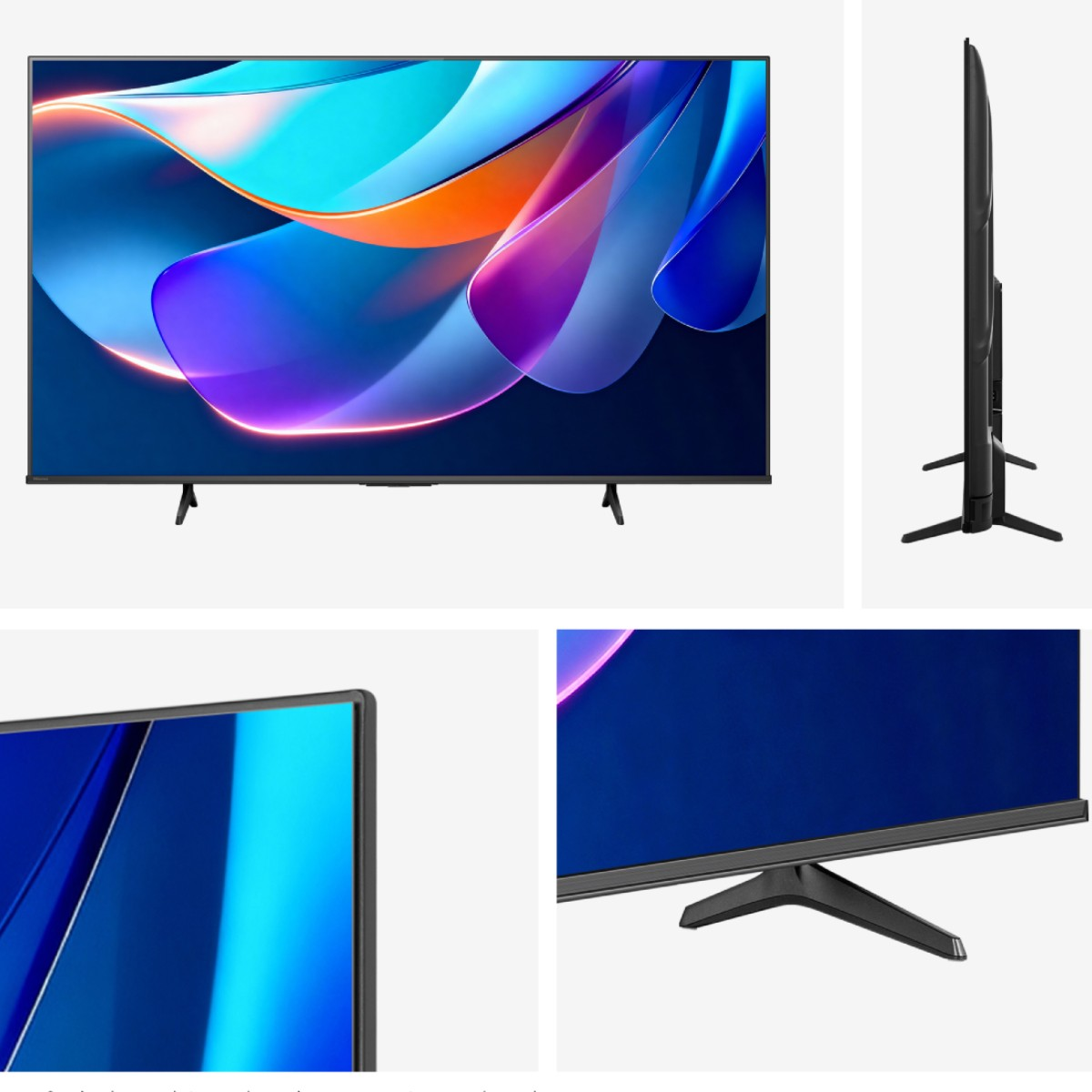 Un televisor moderno de pantalla plana con colores vibrantes y bisel delgado.