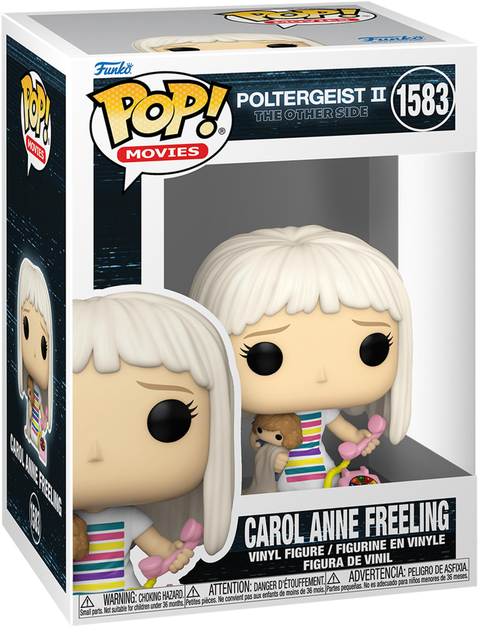 Statua Funko Pop di Carol Anne Freeling da Poltergeist II, con orsacchiotto e telefono.