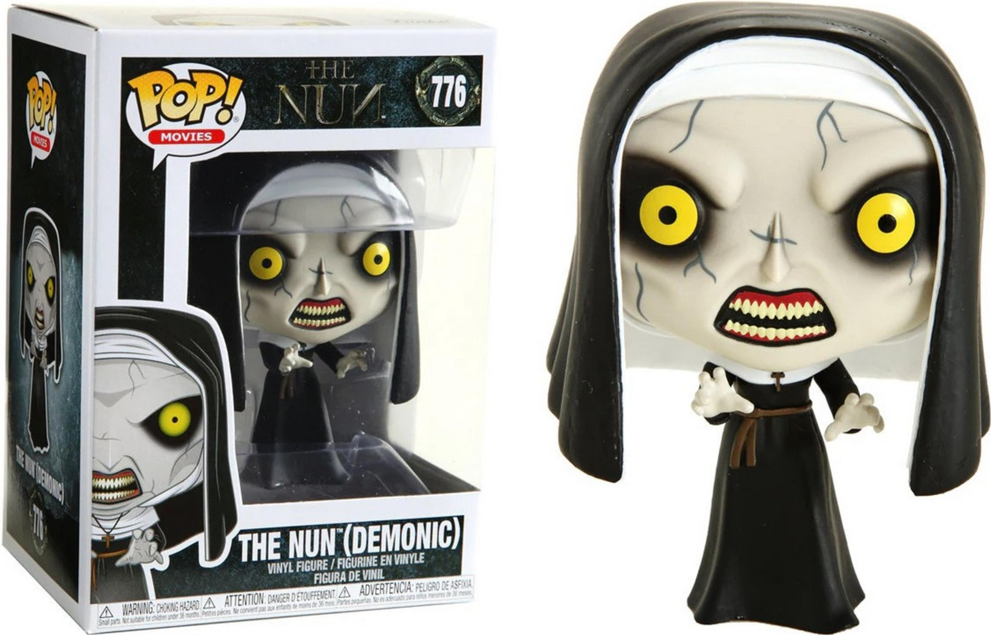 Winyl Funko Pop "Zakonnica" z żółtymi oczami i uśmiechniętymi ustami.