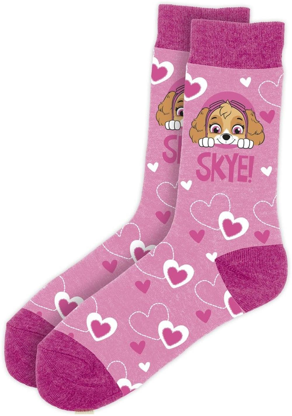 Rosa Socken mit Skye und Herzen