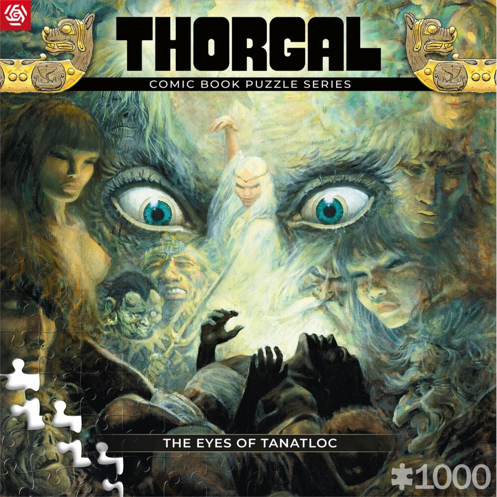 La copertina di un puzzle della serie "Thorgal" intitolato "The Eyes of Tanatloc".