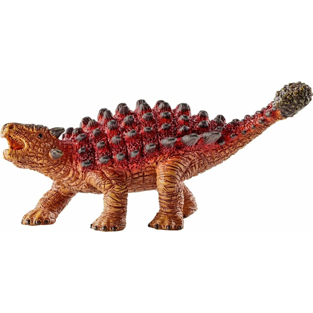 Ein Spielzeug-Ankylosaurus mit roten und braunen Stacheln.