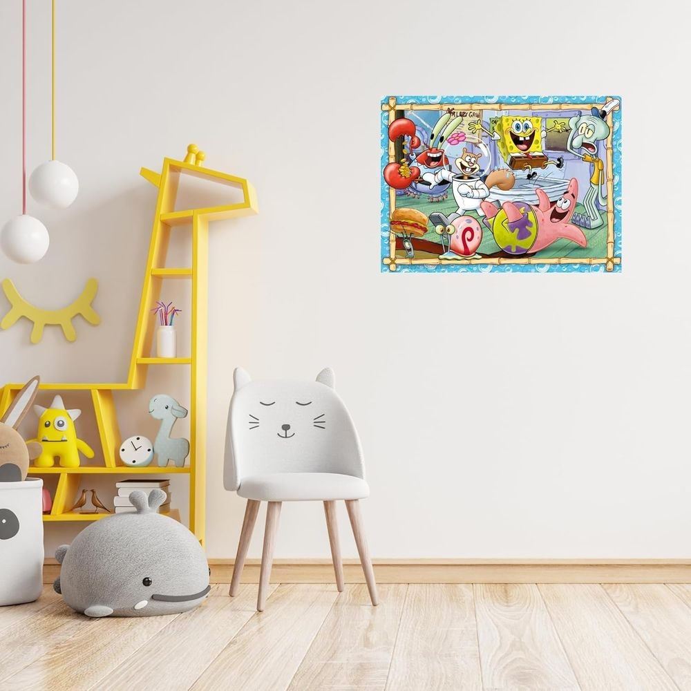 SpongeBob und Freunde im "Lazi Gril". Mr. Krabs, SpongeBob, Patrick und Gary.