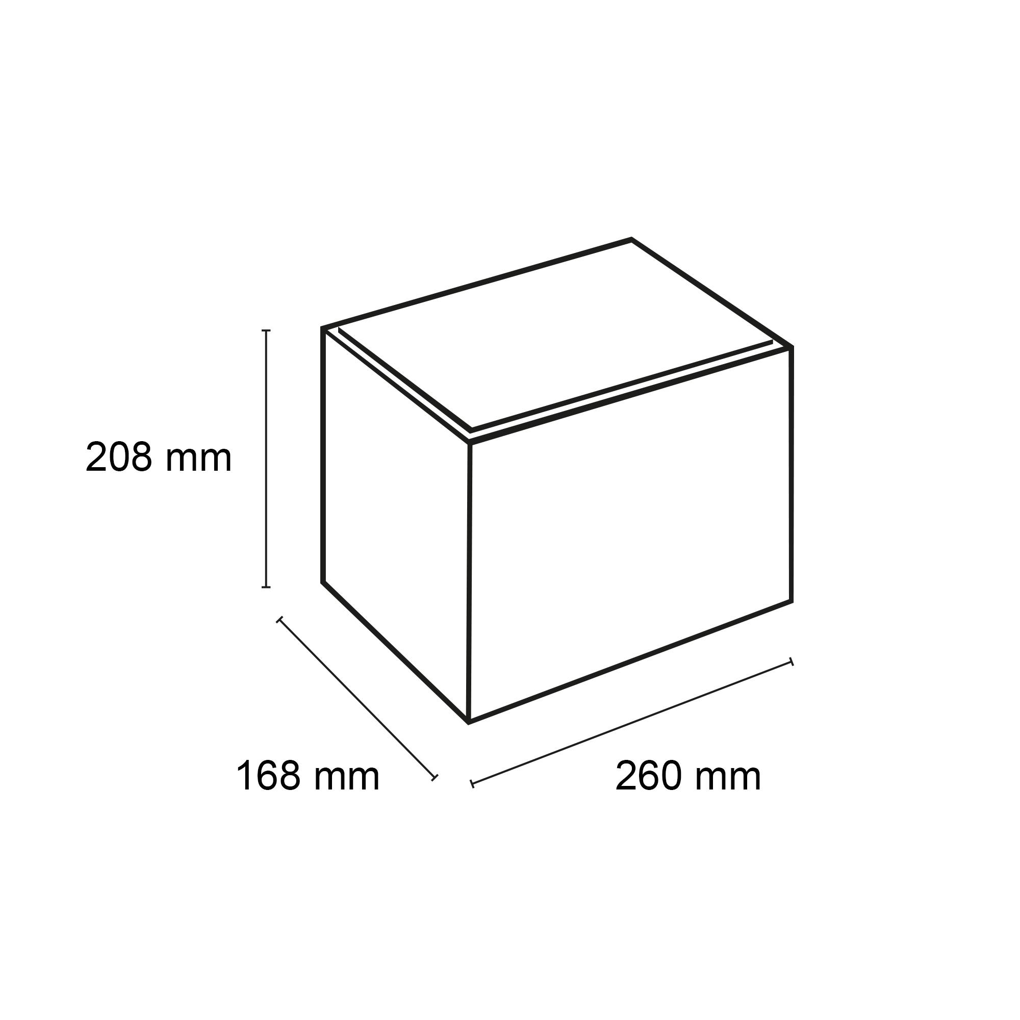 Ein Block mit Maßen 260x208x168 mm, schematisch dargestellt.