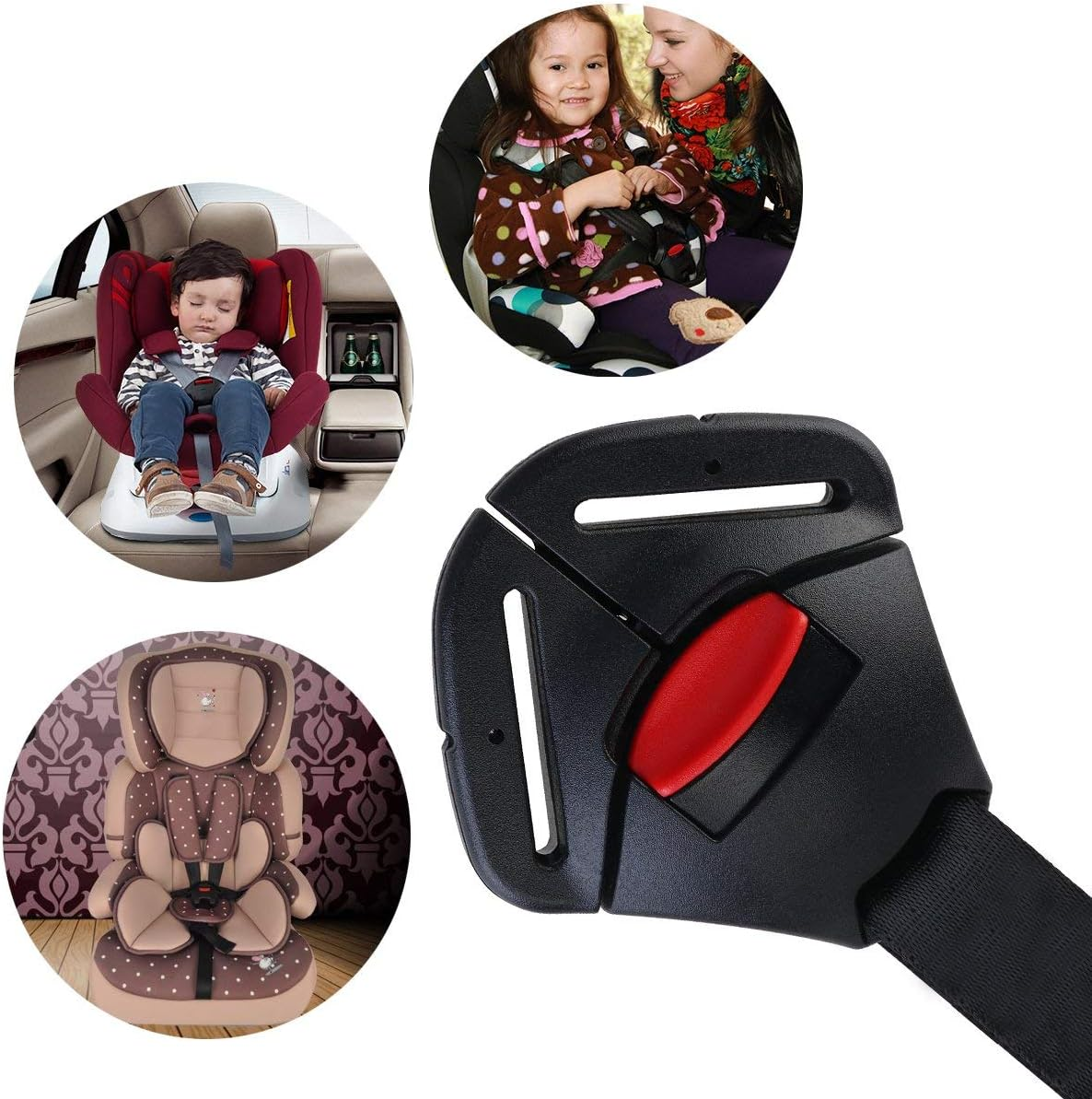 Kindersitz-Schnalle, Kind im Auto, Kind mit Mutter, Kindersitz mit Mustern.