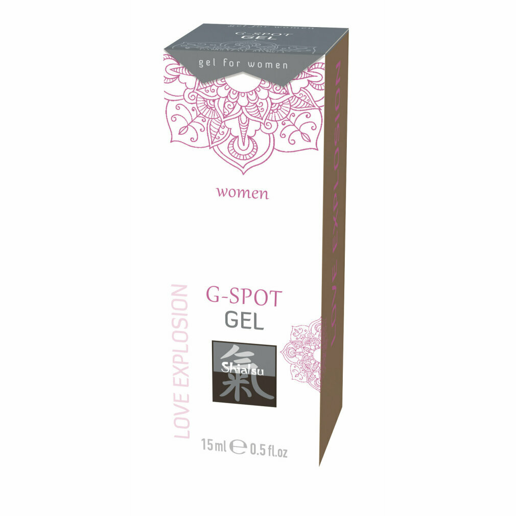 Box für G-SPOT GEL für Frauen, 15ml. Mit pinkem Mandala-Design und japanischen Schriftzeichen.