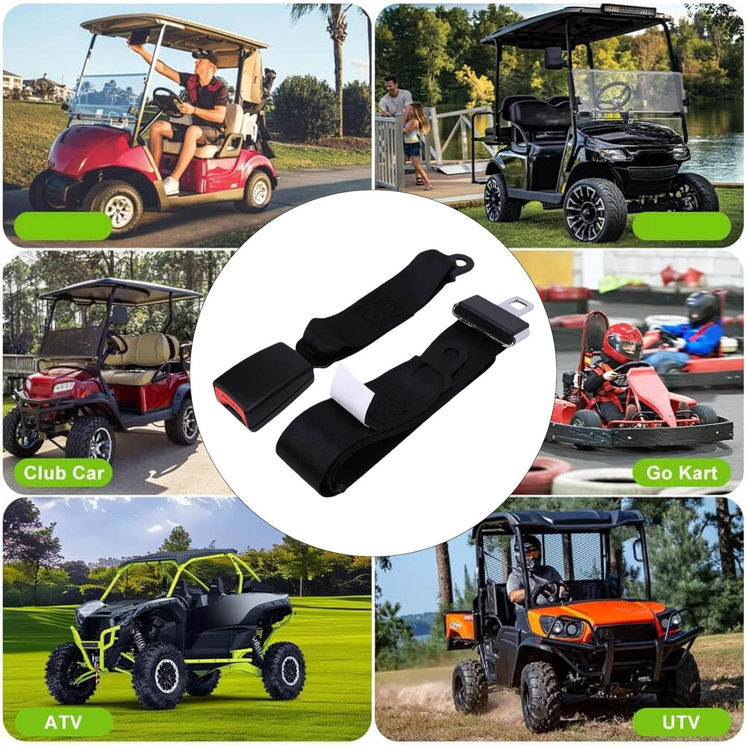 Sportwagen, Go-Kart, ATV und UTV mit Sicherheitsgurten.