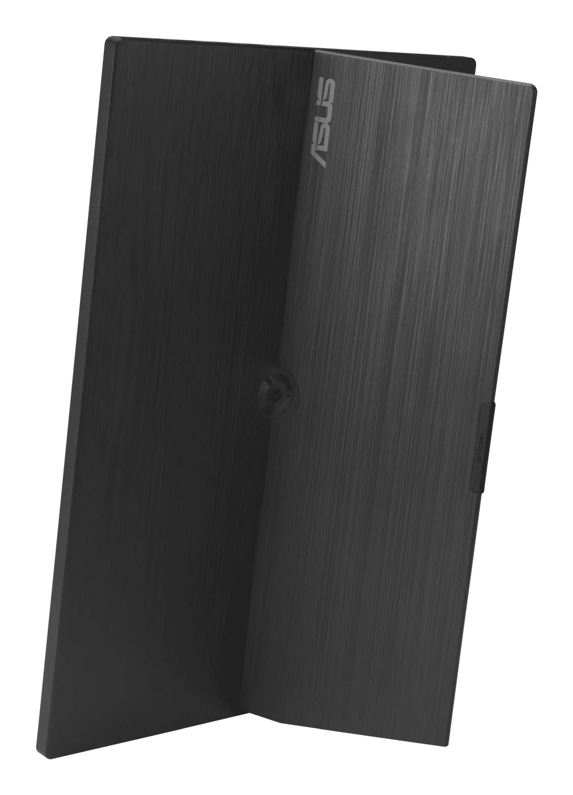 Czarny laptop z szczotkowanym wykończeniem i logo ASUS.