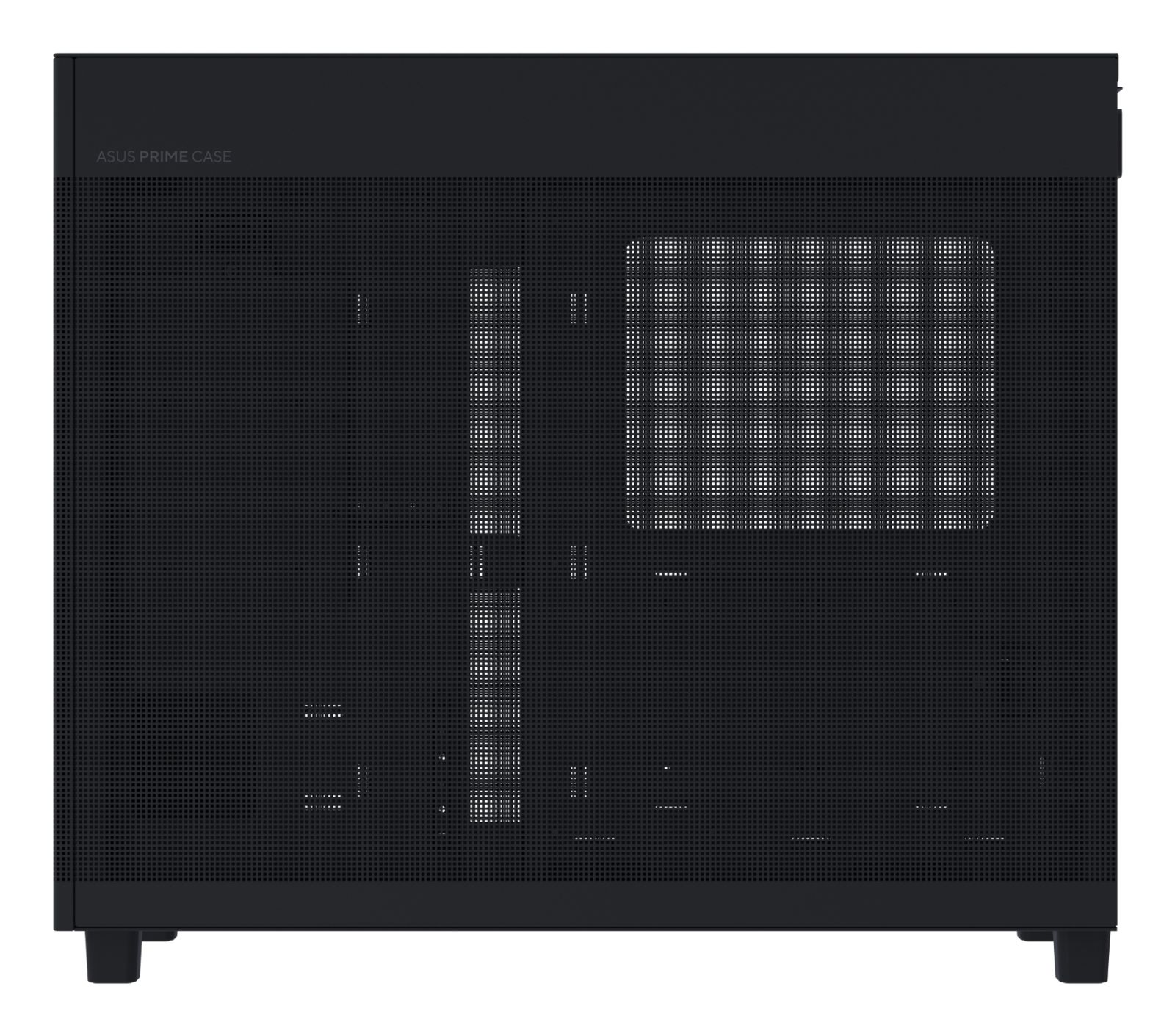 Czarna obudowa ASUS PRIME z perforowanymi bokami i górą.