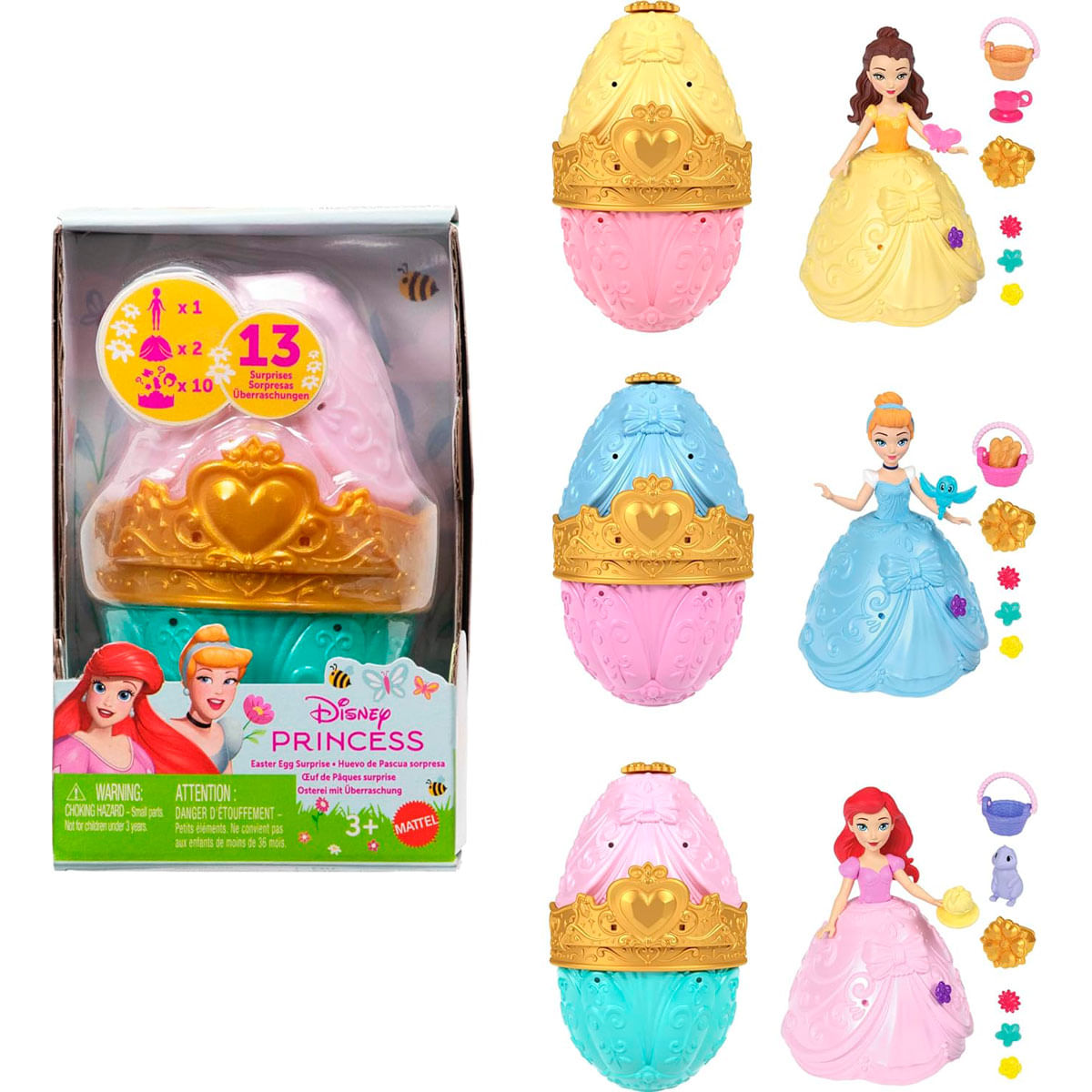 Huevos de Pascua de Princesas Disney con sorpresas y figuras.