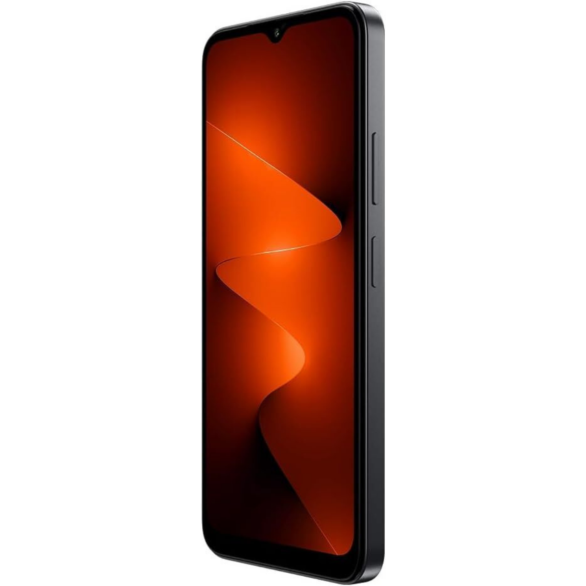 Turuncu soyut arka plana sahip siyah bir akıllı telefon sağ taraftan gösteriliyor.