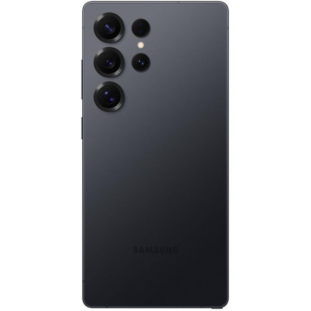 Dunkelgraues Smartphone mit fünf Kameralinsen und Blitz oben links.