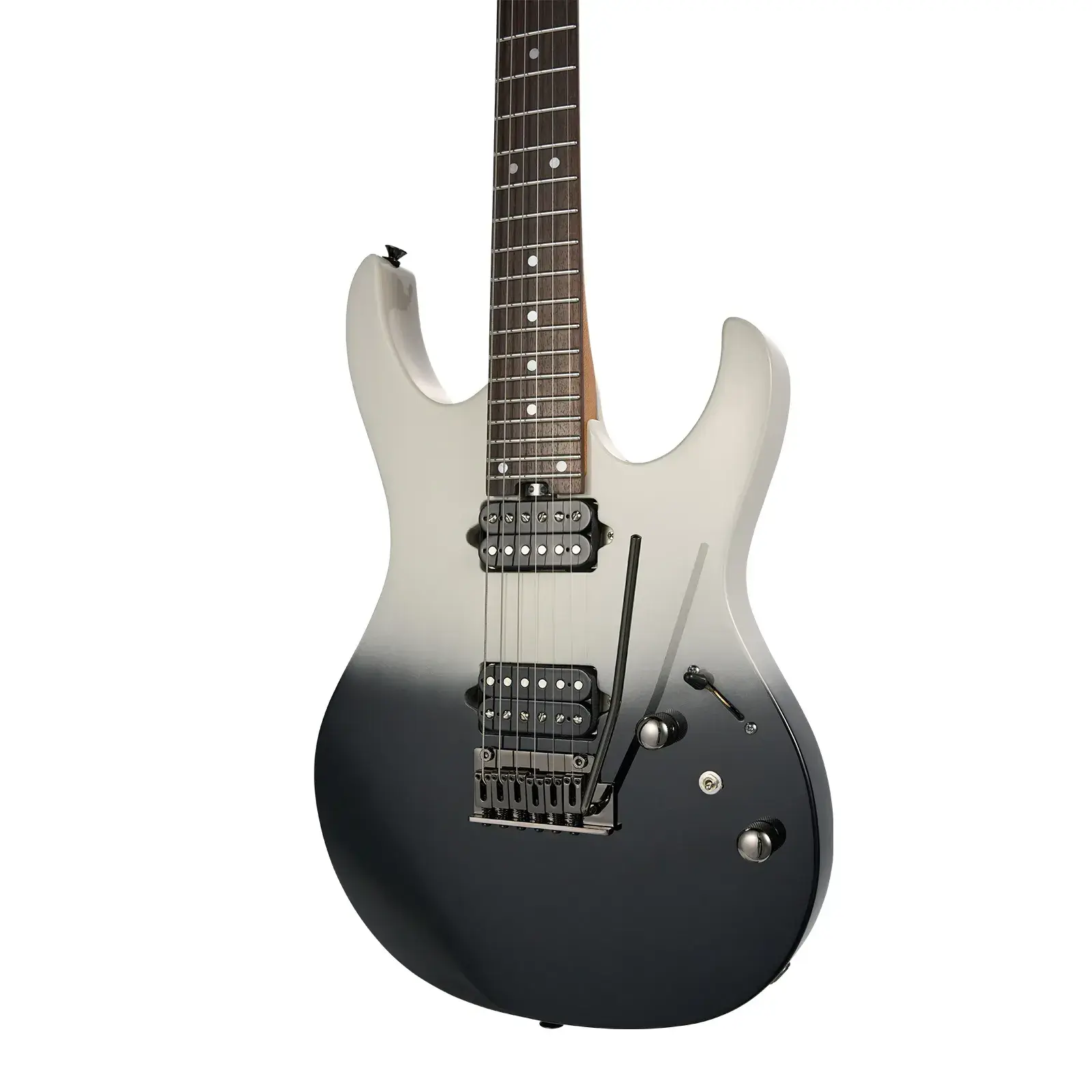 Beyazdan siyaha geçişli renkli elektro gitar.