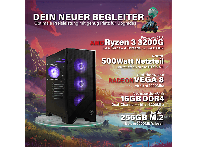 PC Gaming | HYPER BYTE Essential Gaming, Ryzen 3 3200G, 16 GB RAM