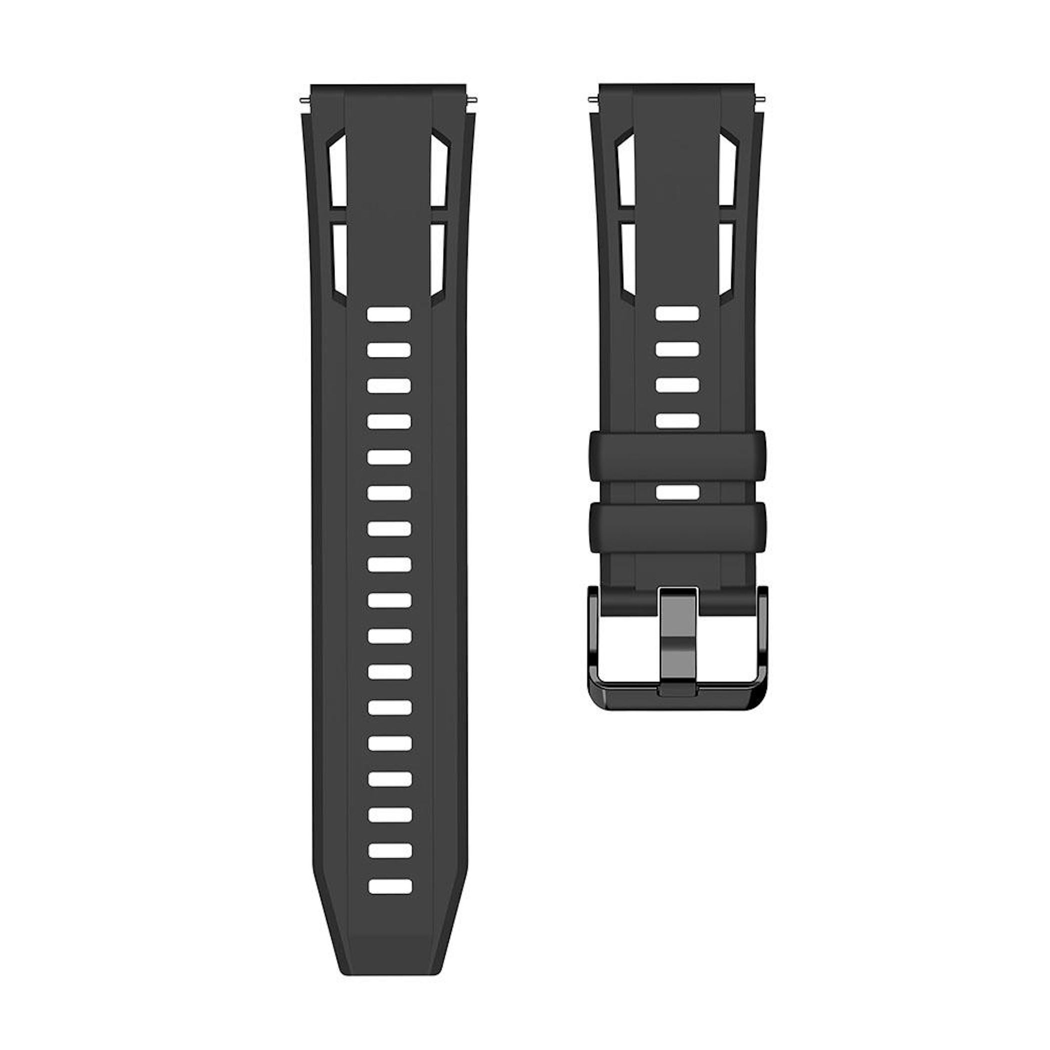 Schwarzes Uhrenarmband mit Schlitzen und Schnalle