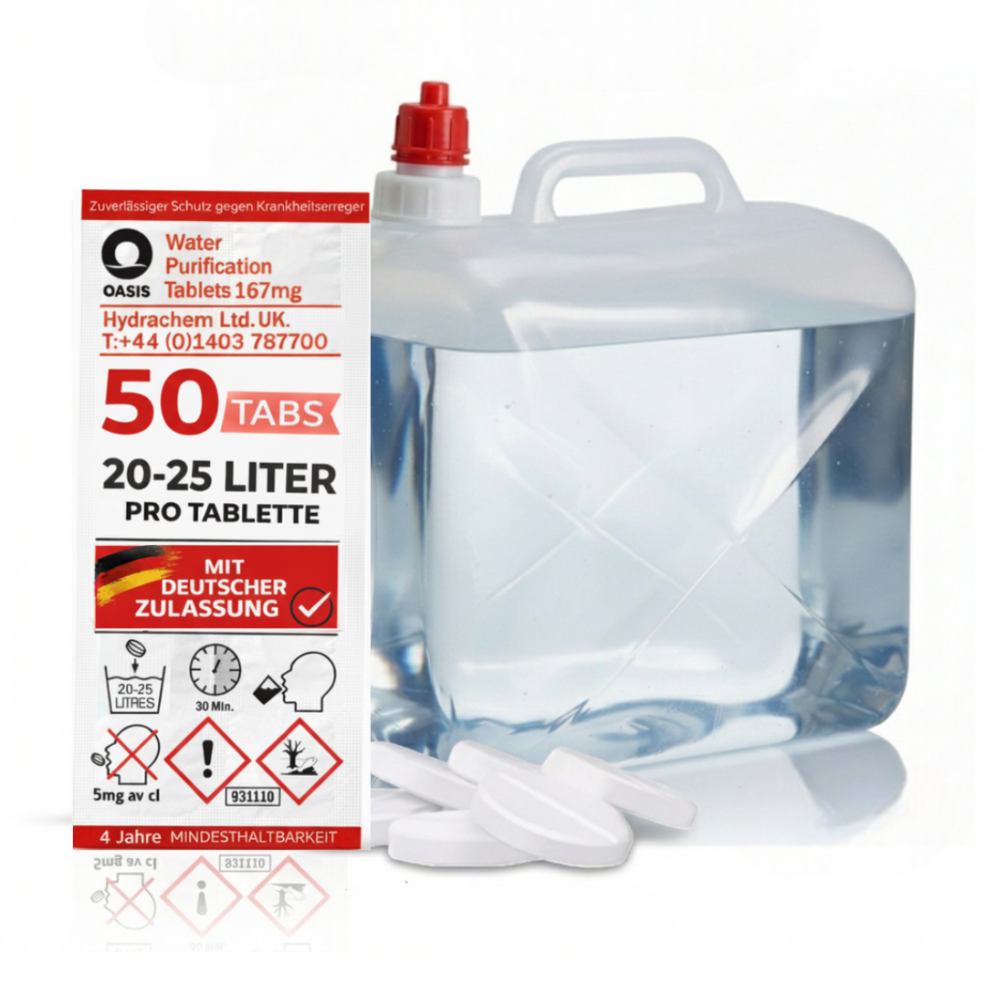 Wasserreinigungsbehälter mit 50 OASIS Reinigungstabletten, 167mg.