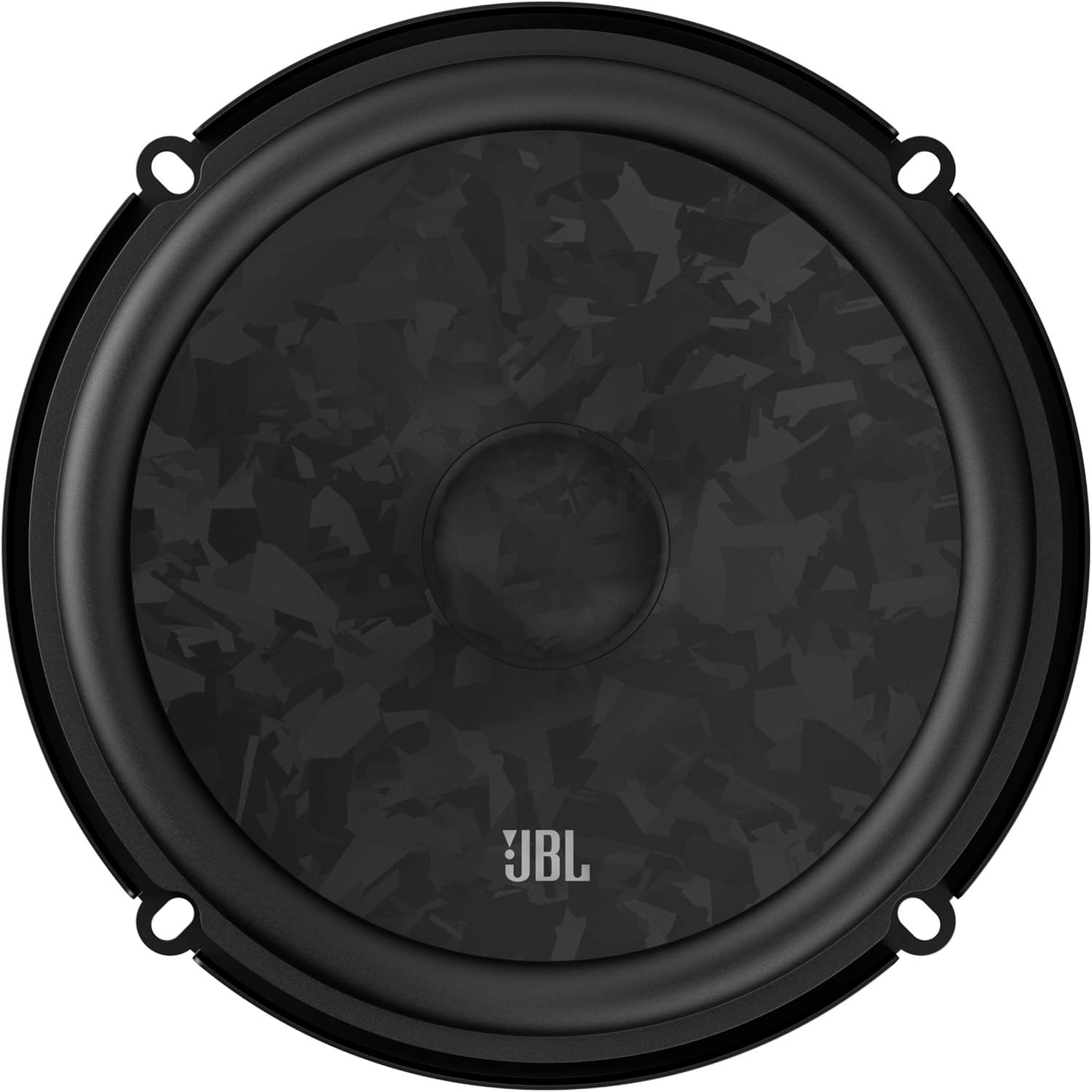Schwarzer Lautsprecher mit JBL-Logo und texturiertem Kegel.